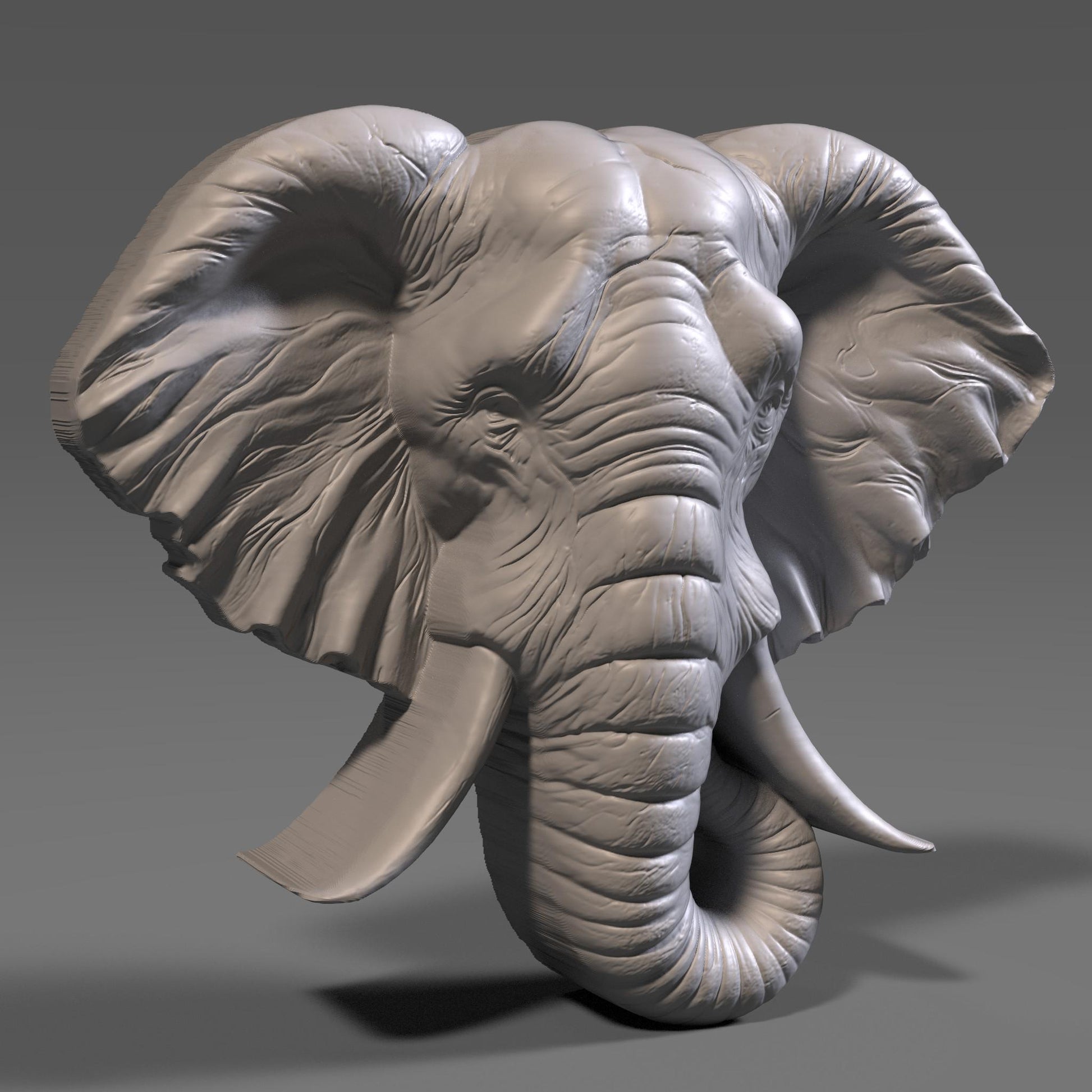 3D Elephant Head STL Model: CNC Carving, Laser Engraving (Digital Download)