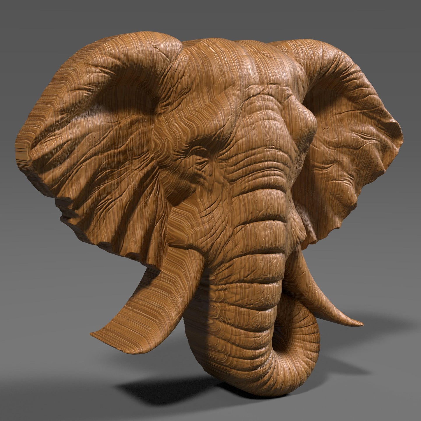 3D Elephant Head STL Model: CNC Carving, Laser Engraving (Digital Download)