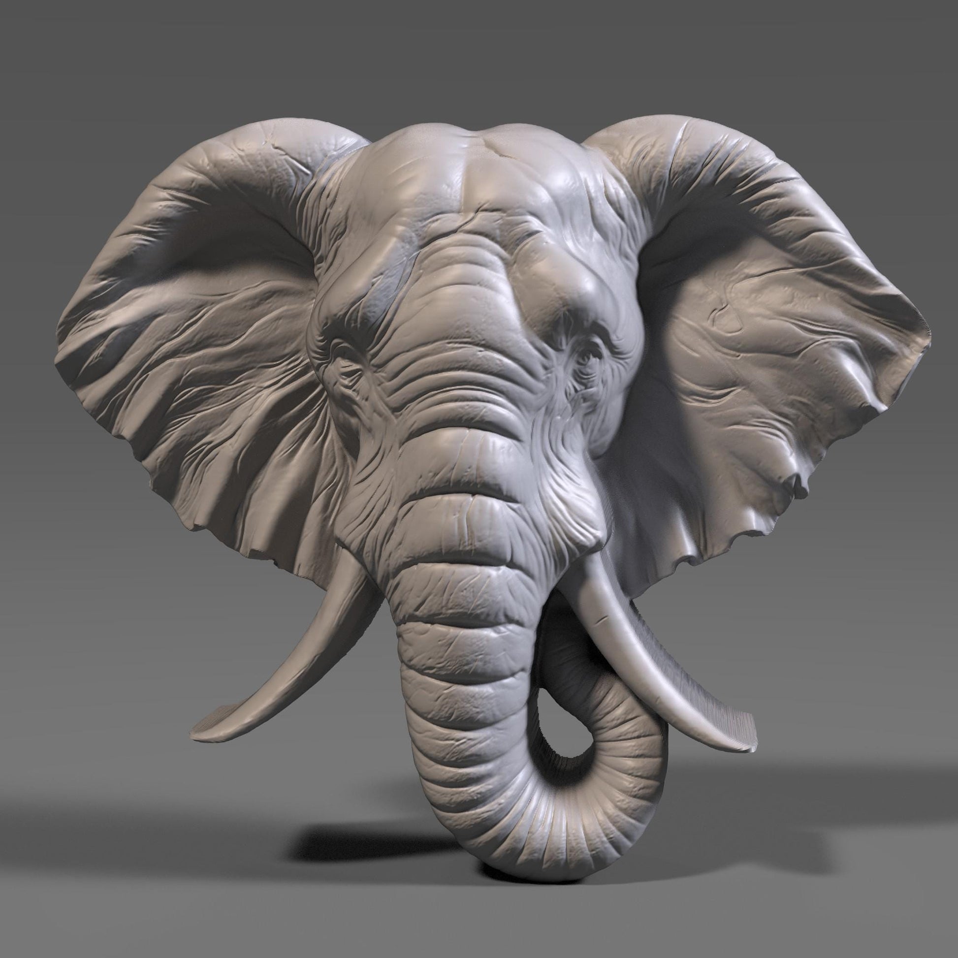 3D Elephant Head STL Model: CNC Carving, Laser Engraving (Digital Download)