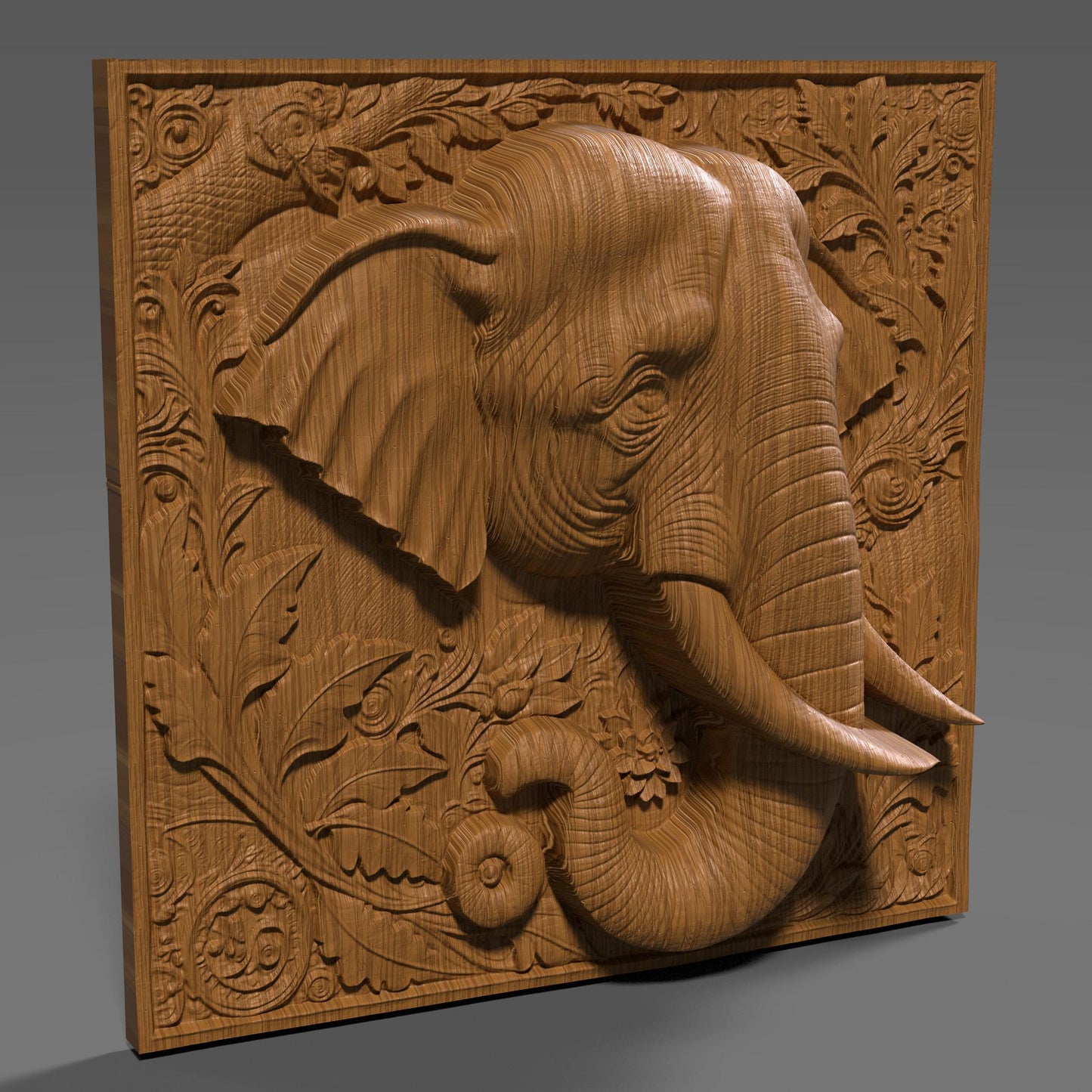 Elephant 3D Relief Model: CNC Carving, Laser Engraving (STL File)