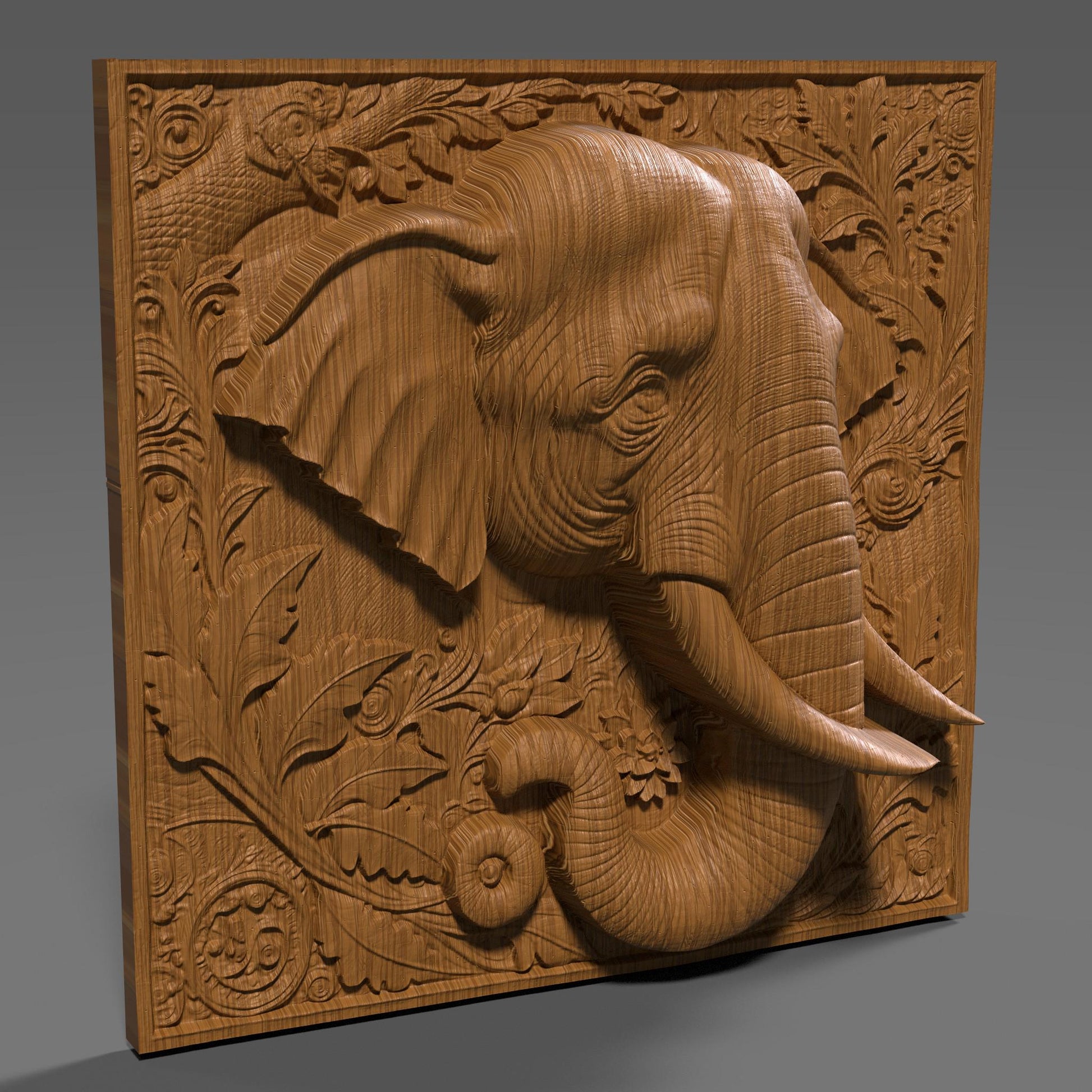 Elephant 3D Relief Model: CNC Carving, Laser Engraving (STL File)