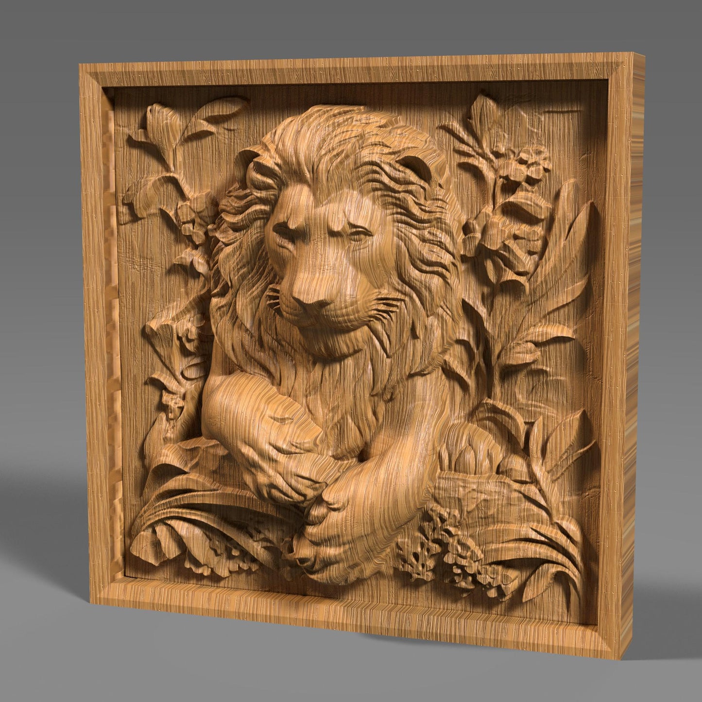 Lion Head 3D Relief Model: CNC Carving, Laser Engraving (STL File)
