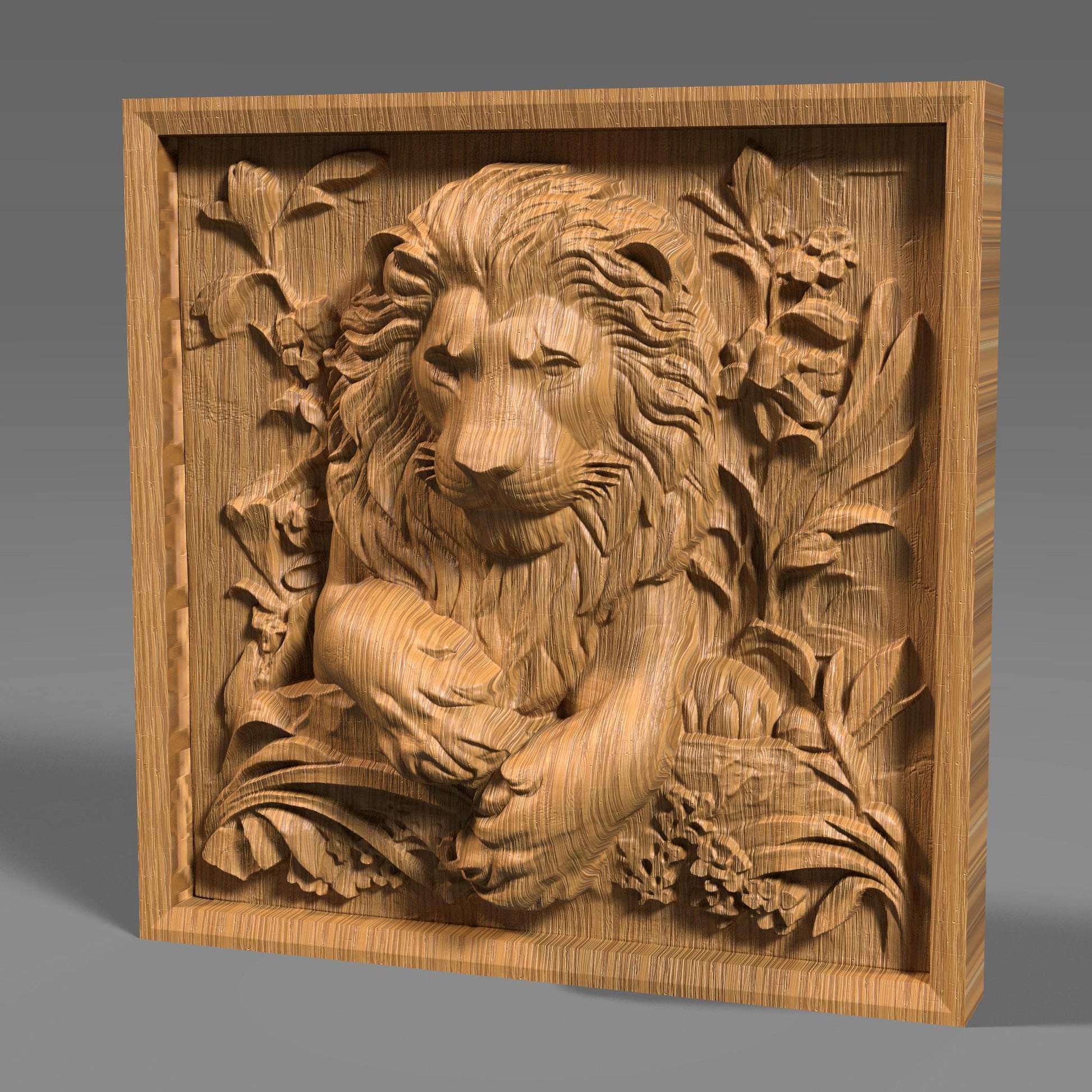 Lion Head 3D Relief Model: CNC Carving, Laser Engraving (STL File)