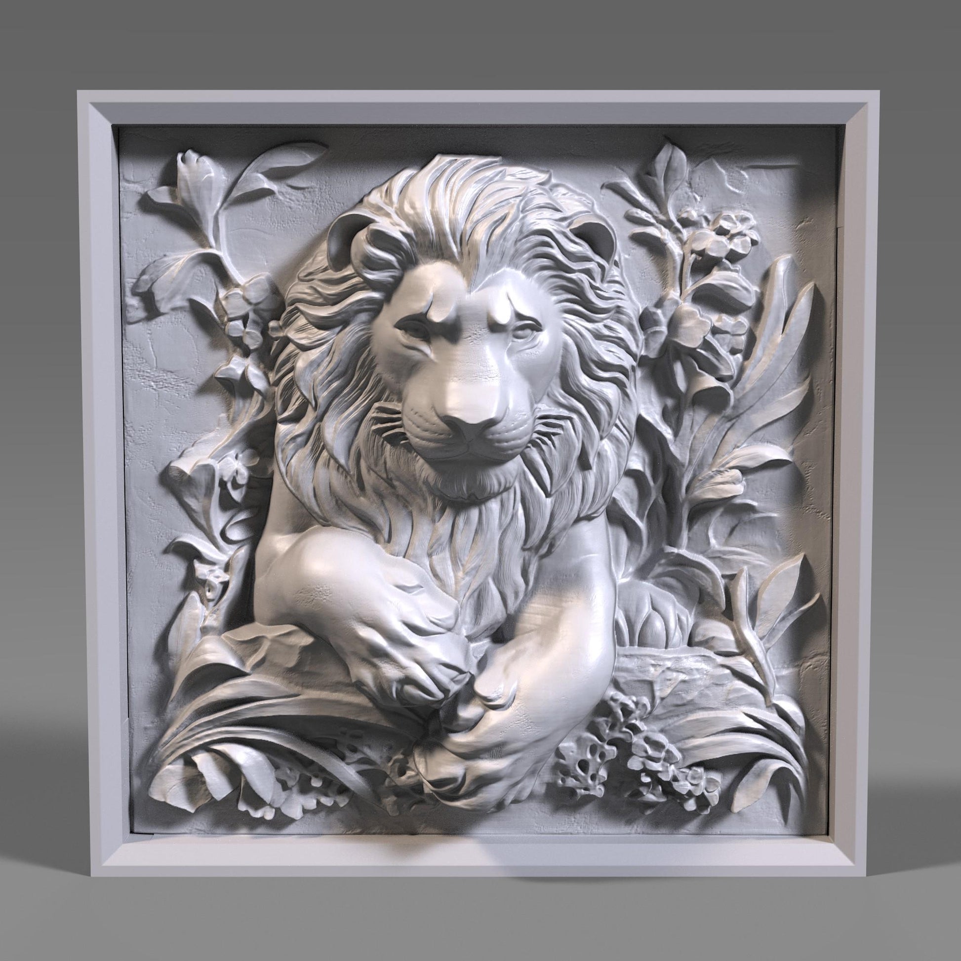 Lion Head 3D Relief Model: CNC Carving, Laser Engraving (STL File)