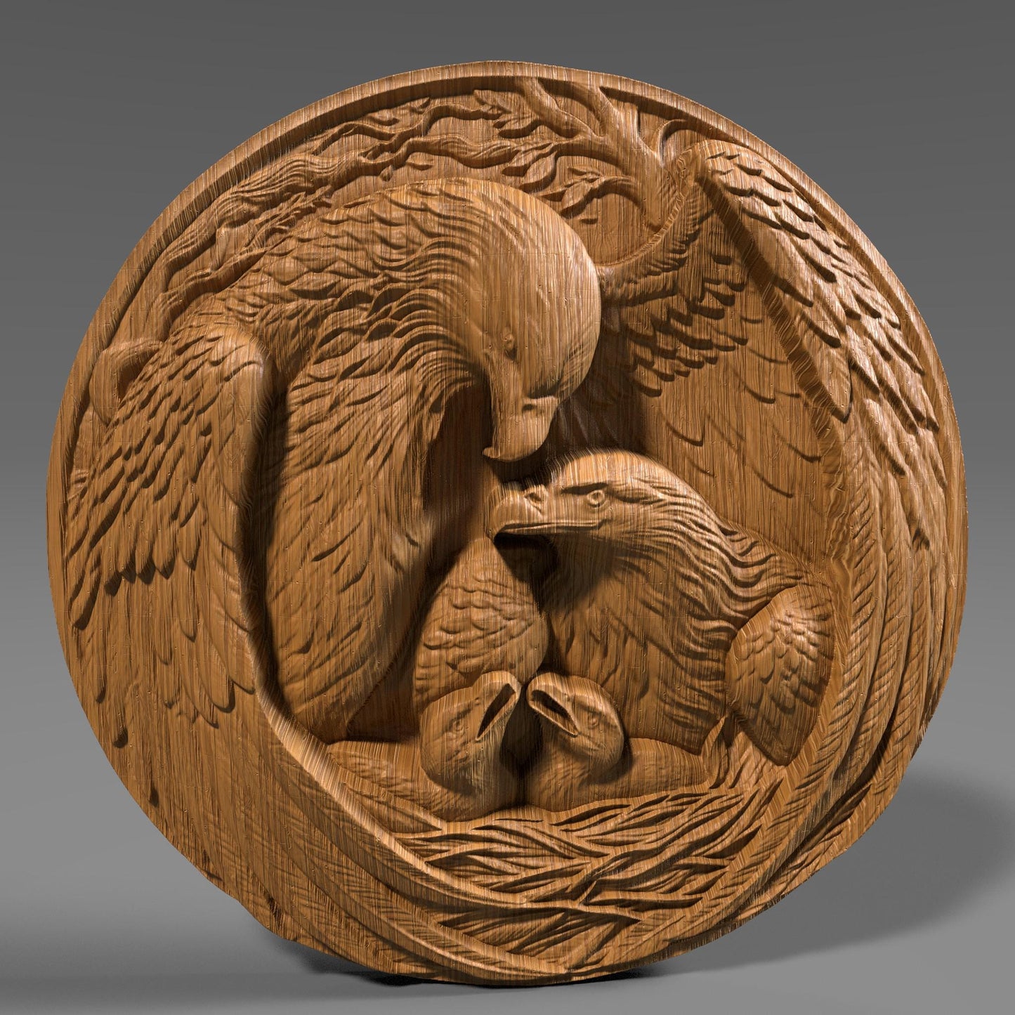 Eagle Family 3D Relief Model: CNC Carving, Laser Engraving (Digital Download)