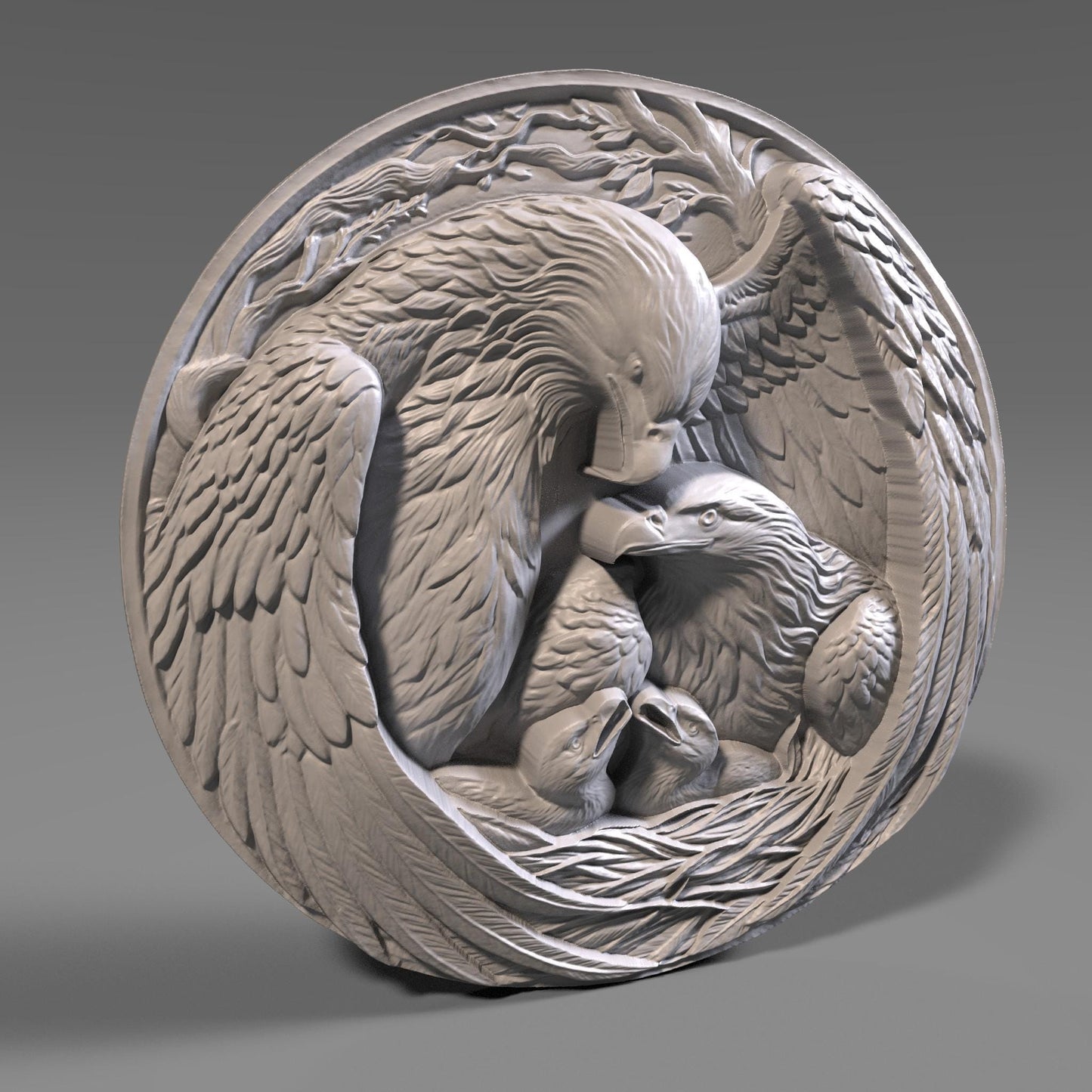 Eagle Family 3D Relief Model: CNC Carving, Laser Engraving (Digital Download)