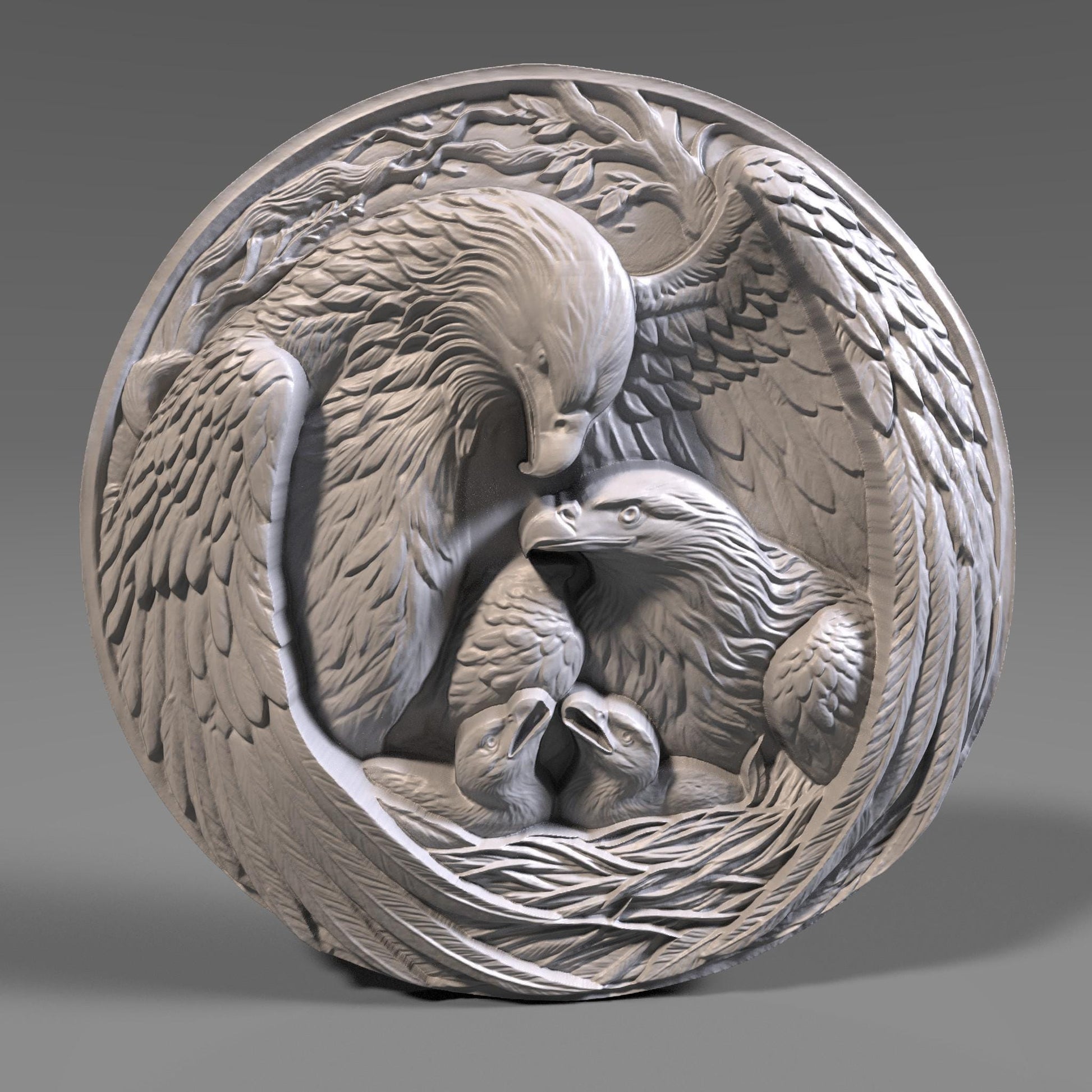 Eagle Family 3D Relief Model: CNC Carving, Laser Engraving (Digital Download)