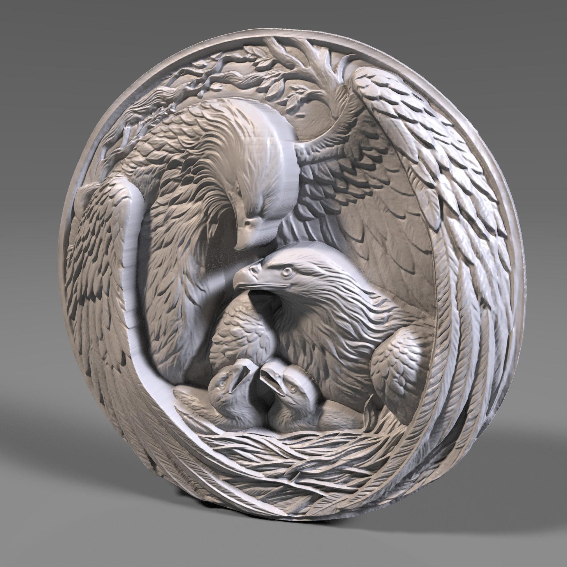 Eagle Family 3D Relief Model: CNC Carving, Laser Engraving (Digital Download)