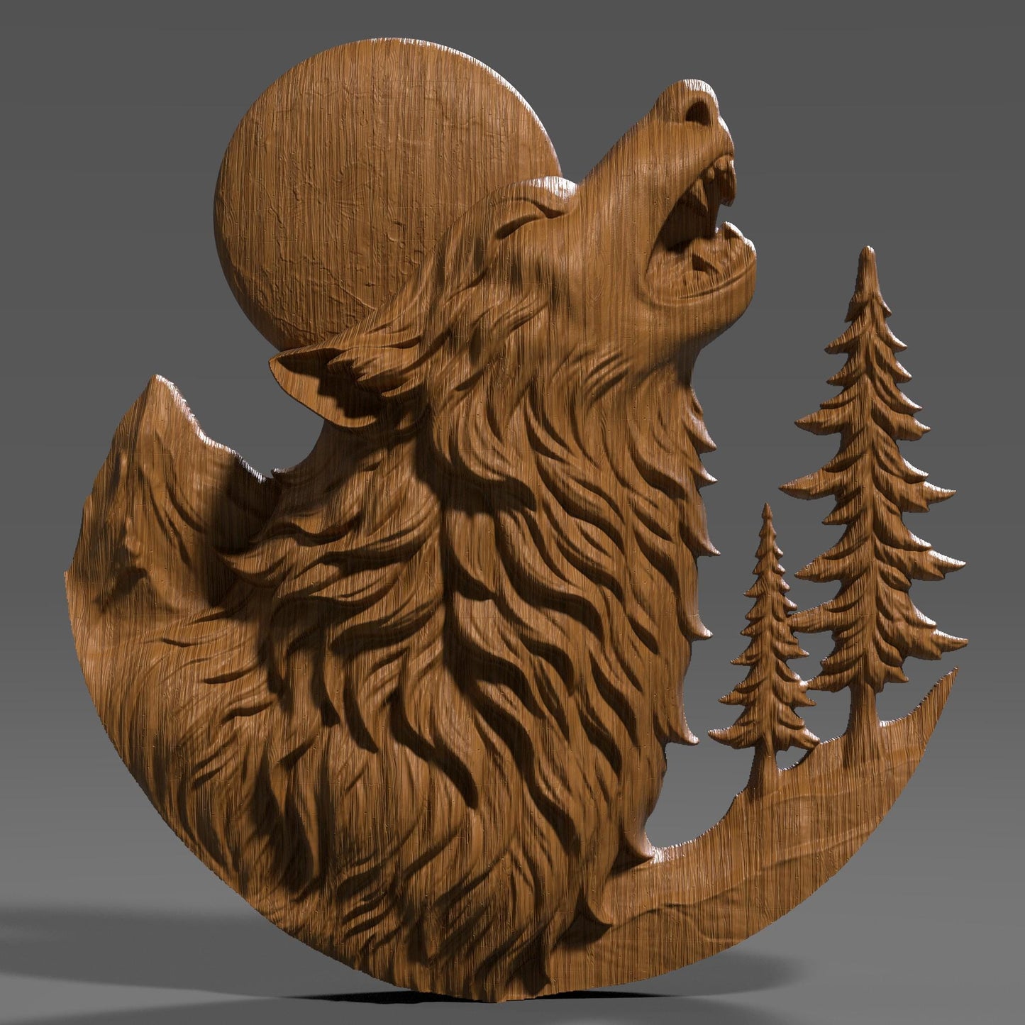 Howling Wolf 3D Relief STL File: CNC Wood Carving, Laser Engraving (Digital Download)