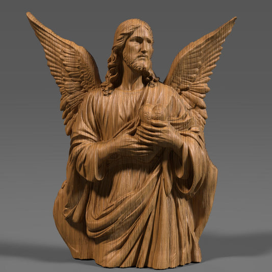 Highly detailed 3D STL relief model of Jesus Christ, designed for CNC wood carving, laser engraving, and 3D printing. This digital download features intricate sculpting with realistic facial details, flowing hair, and a serene expression. The halo behind adds a divine touch, making it ideal for religious decor, Christian gifts, and Easter wall art. Perfect for artisans, woodworkers, and makers creating custom faith-based crafts, wooden sculptures, or church decorations