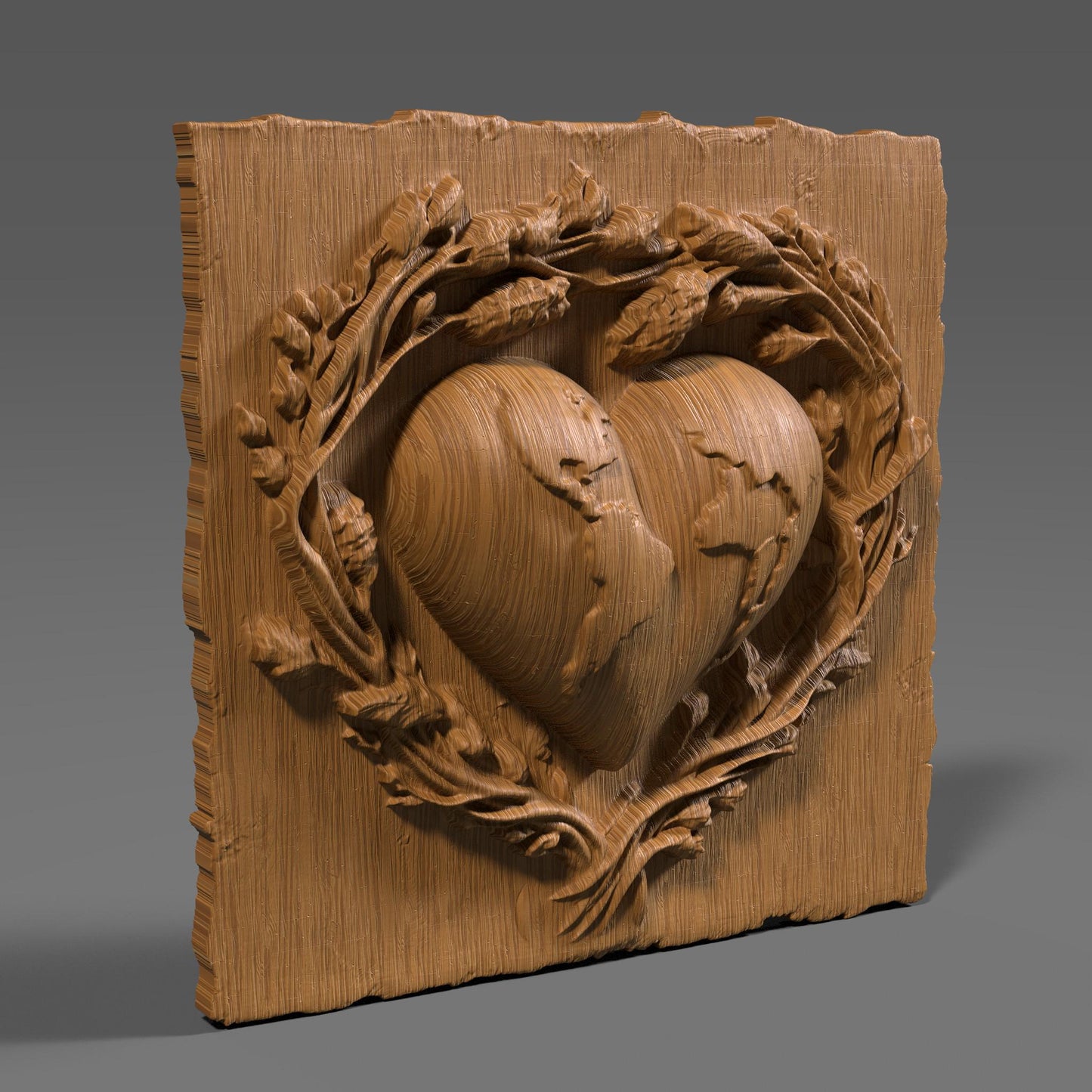 Earth Heart 3D Relief Model: CNC Carving, Laser Engraving (Digital Download)