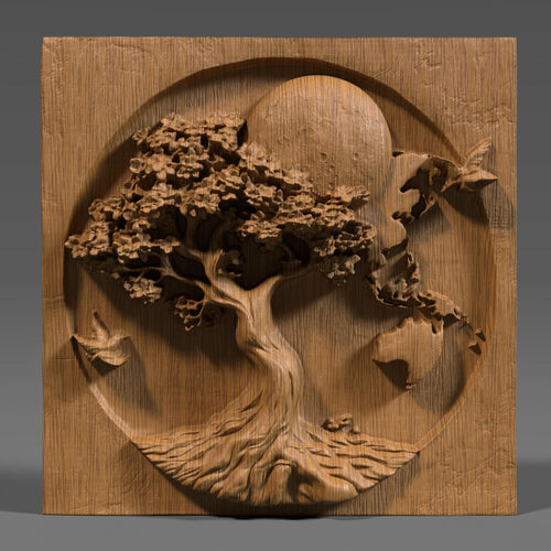Earth Day Tree of Life 3D Relief Model: CNC Carving STL (Digital Download)
