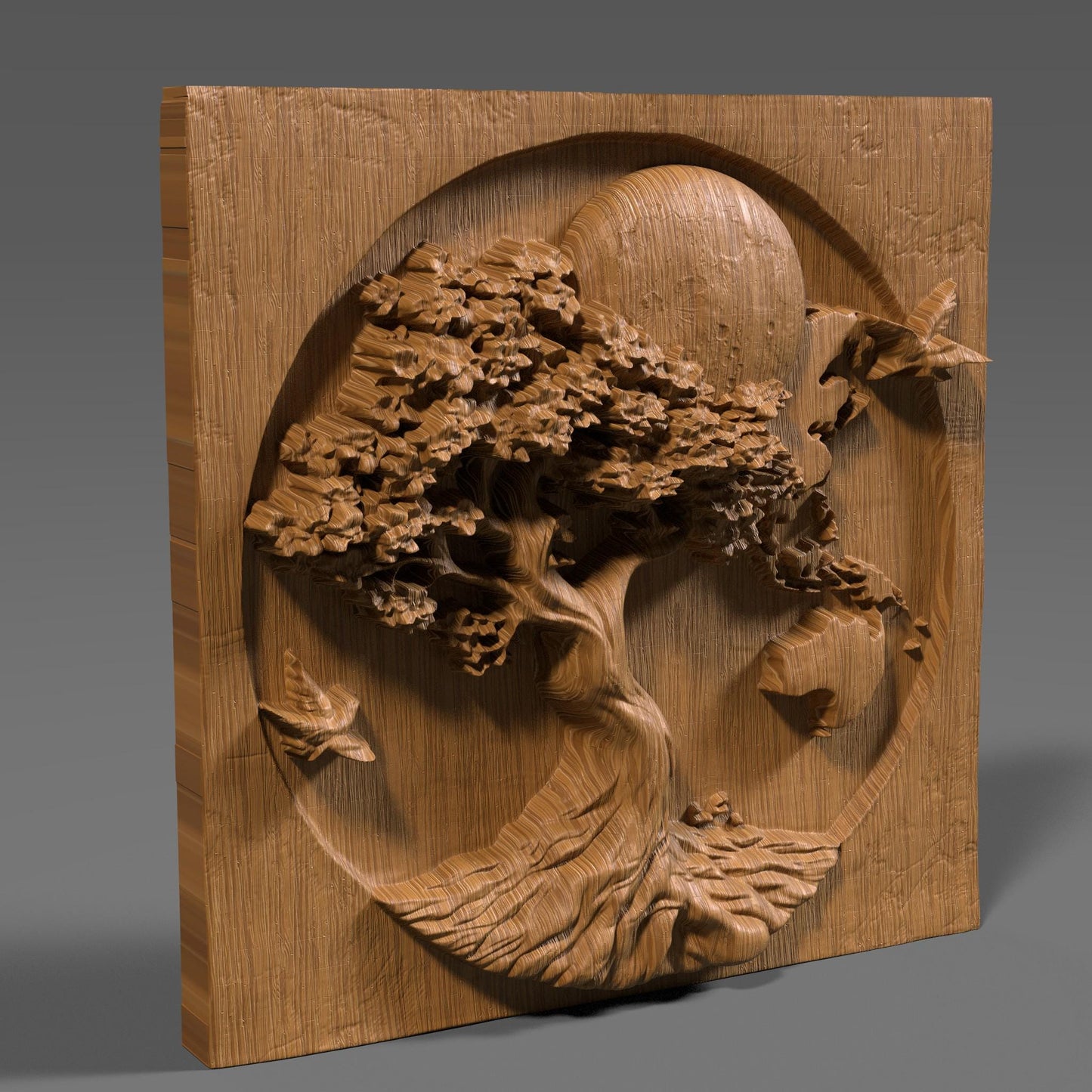 Earth Day Tree of Life 3D Relief Model: CNC Carving STL (Digital Download)