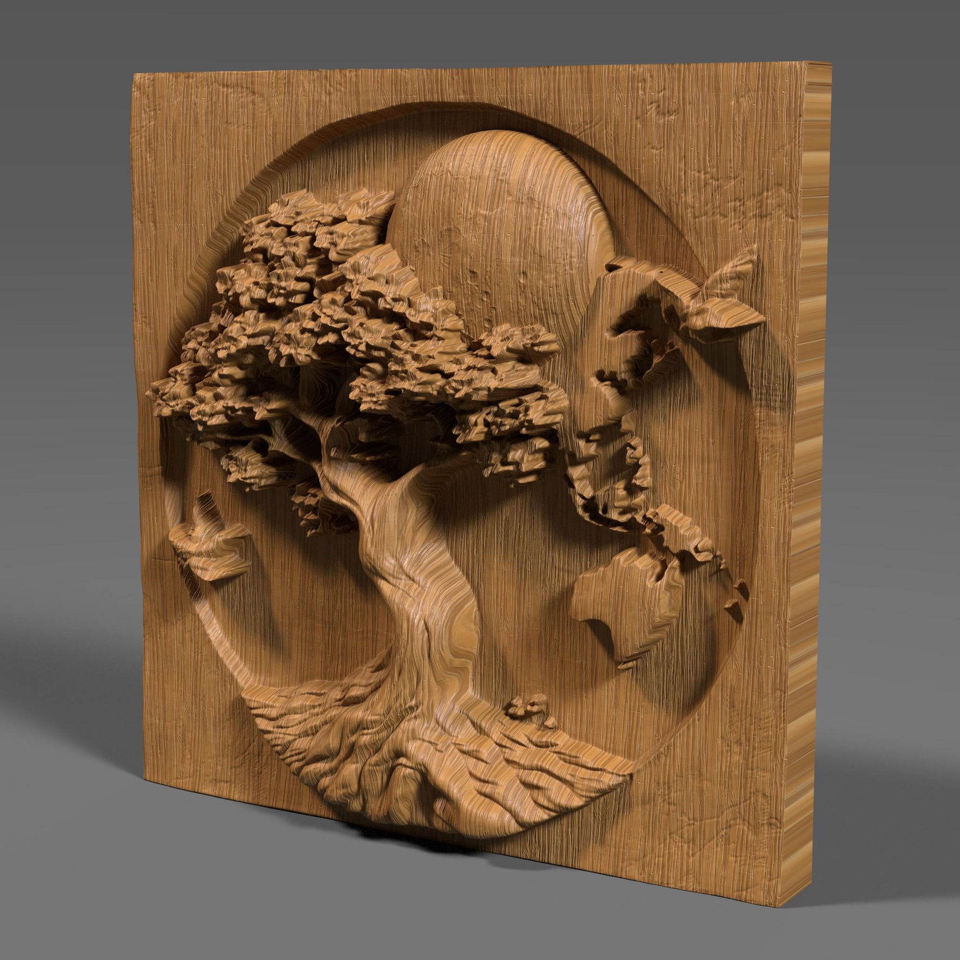 Earth Day Tree of Life 3D Relief Model: CNC Carving STL (Digital Download)