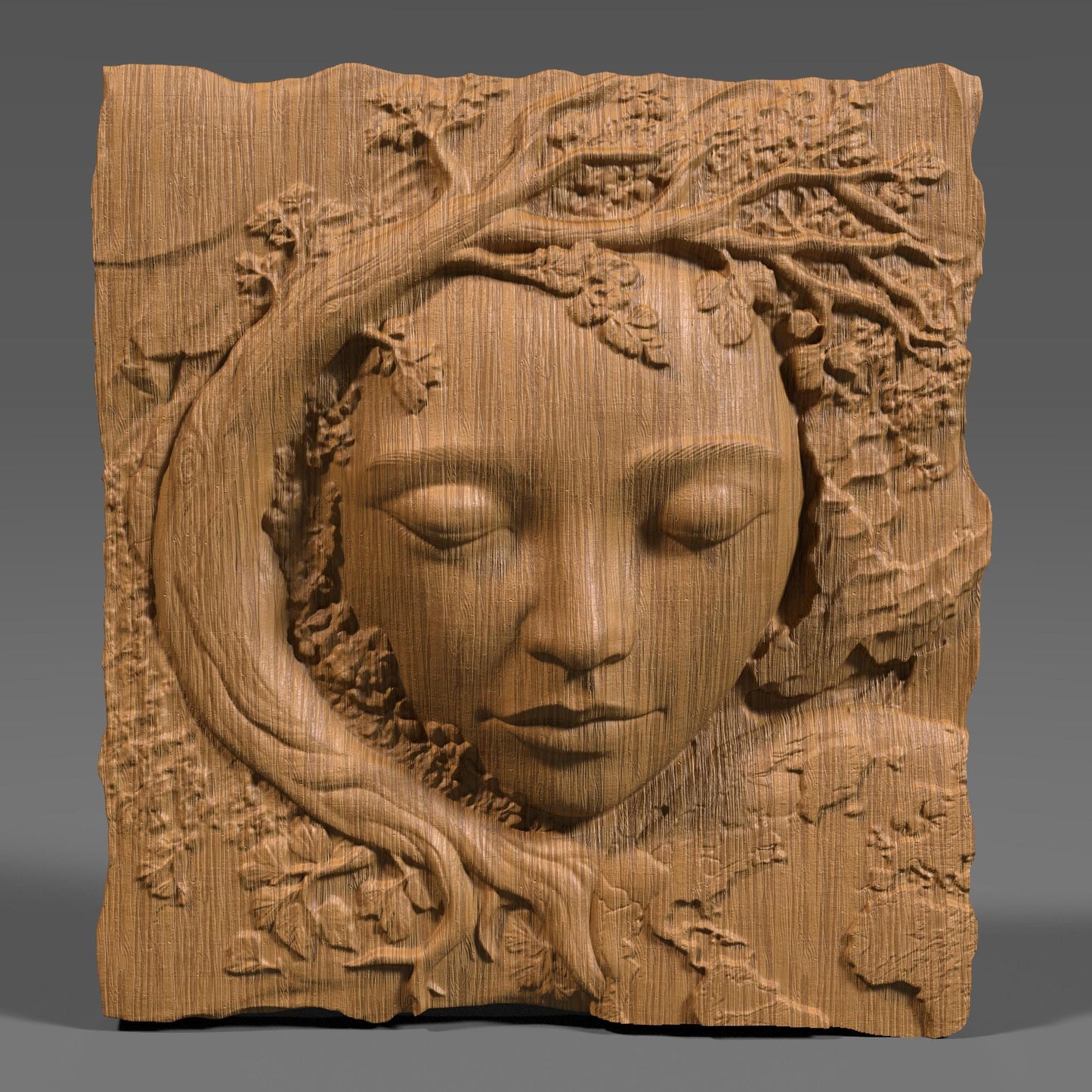 A beautifully carved 3D bas relief design showing a heart-shaped Earth surrounded by blooming branches, symbolizing love and protection for our planet. The continents are engraved onto the heart, emphasizing global unity and environmental care. Ideal for Earth Day-themed CNC wood carving, laser engraving, digital download, eco-friendly gifts, or wall decor.