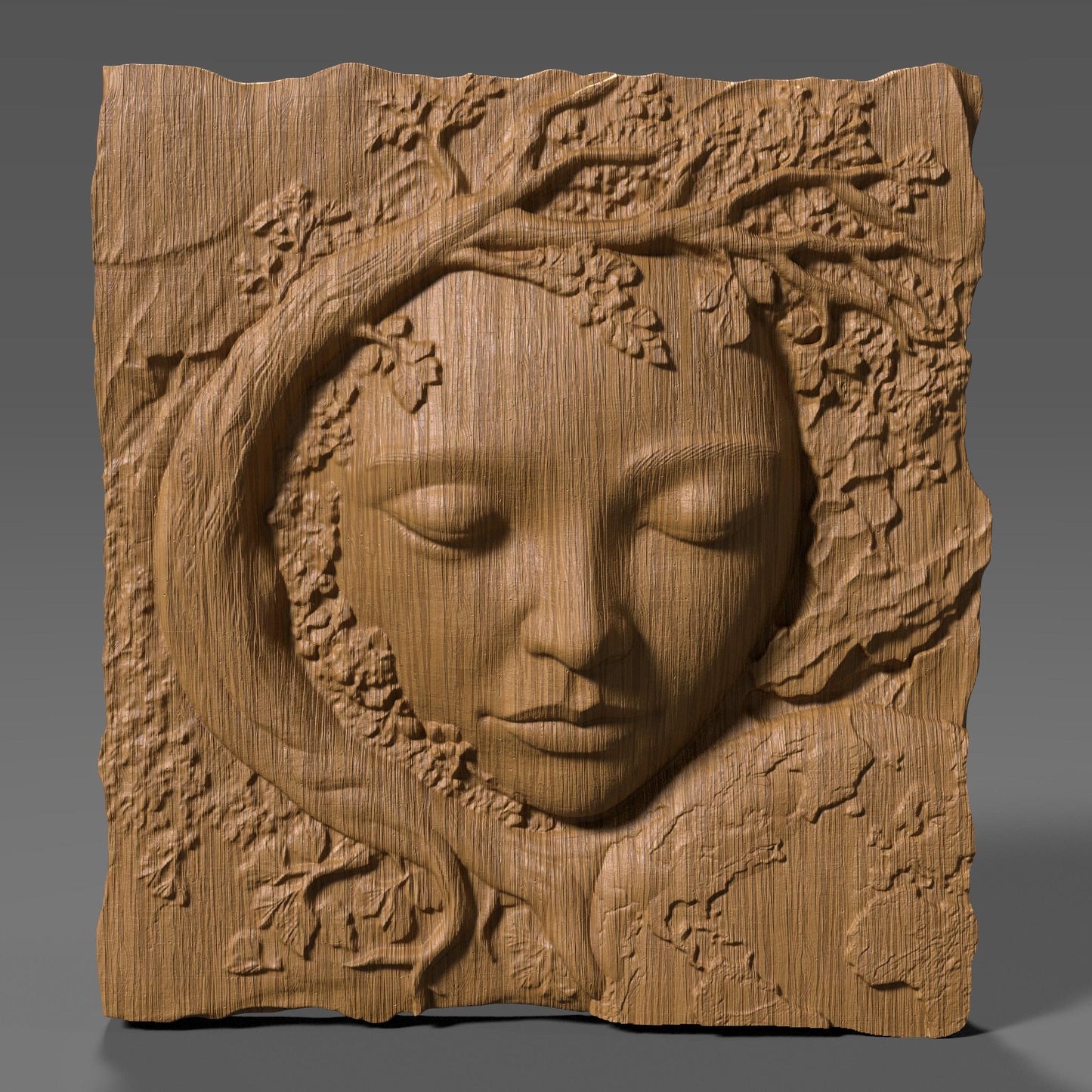 A beautifully carved 3D bas relief design showing a heart-shaped Earth surrounded by blooming branches, symbolizing love and protection for our planet. The continents are engraved onto the heart, emphasizing global unity and environmental care. Ideal for Earth Day-themed CNC wood carving, laser engraving, digital download, eco-friendly gifts, or wall decor.