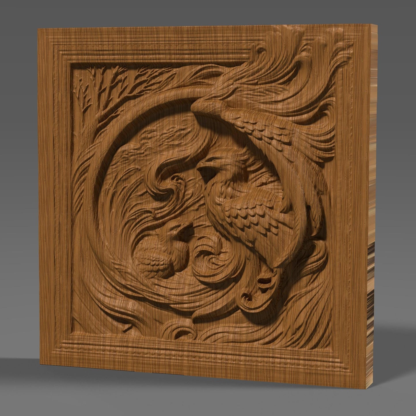 Eagle Family 3D Relief Model: CNC Carving, Laser Engraving (Digital Download)