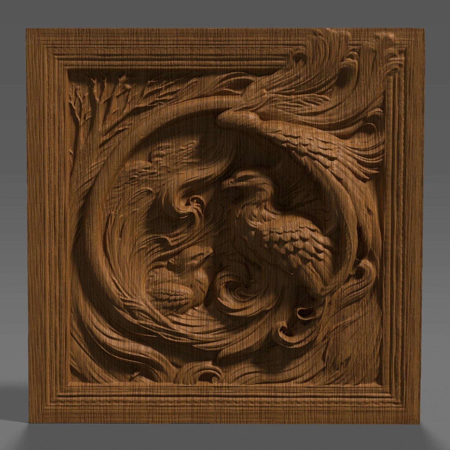 Eagle Family 3D Relief Model: CNC Carving, Laser Engraving (Digital Download)