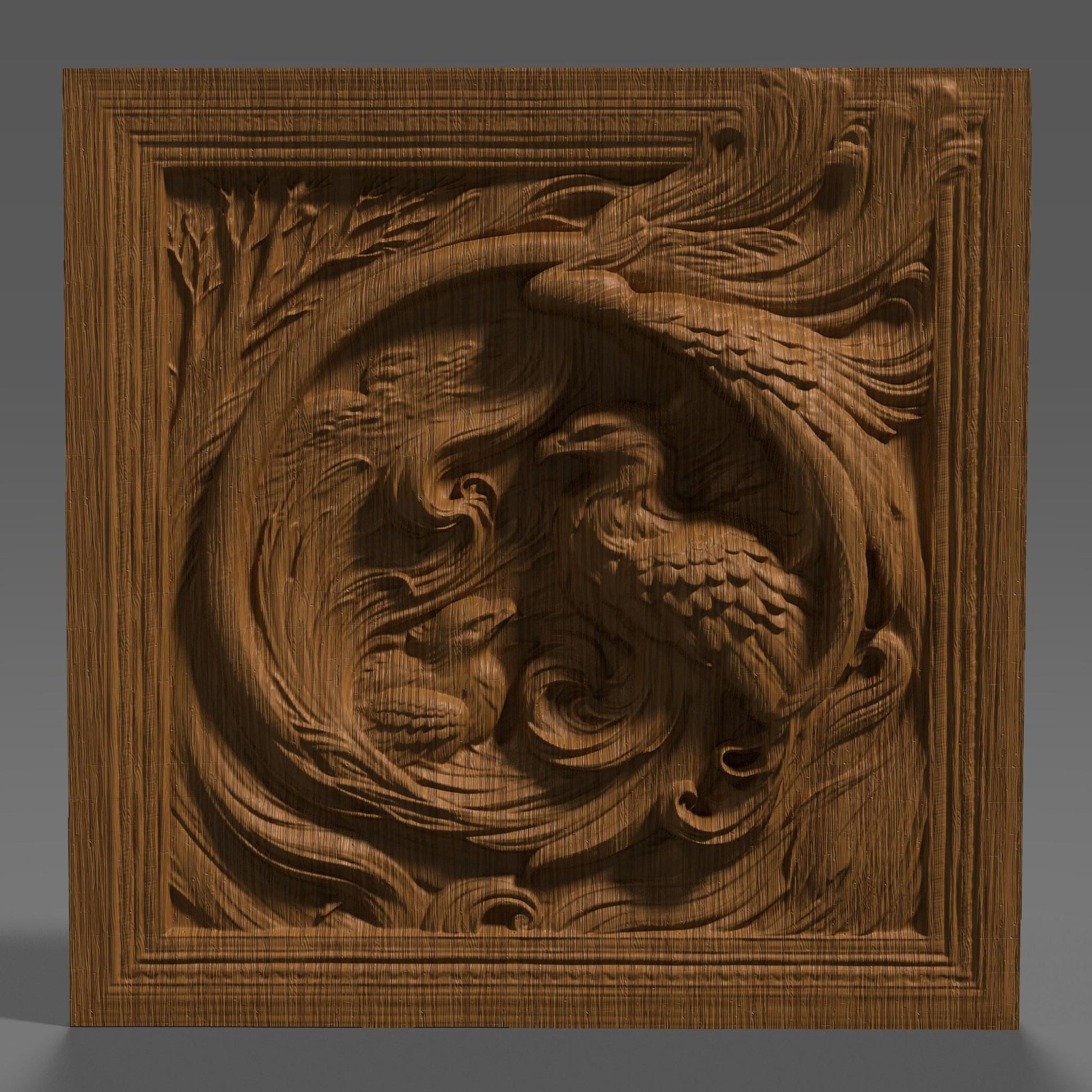 Eagle Family 3D Relief Model: CNC Carving, Laser Engraving (Digital Download)