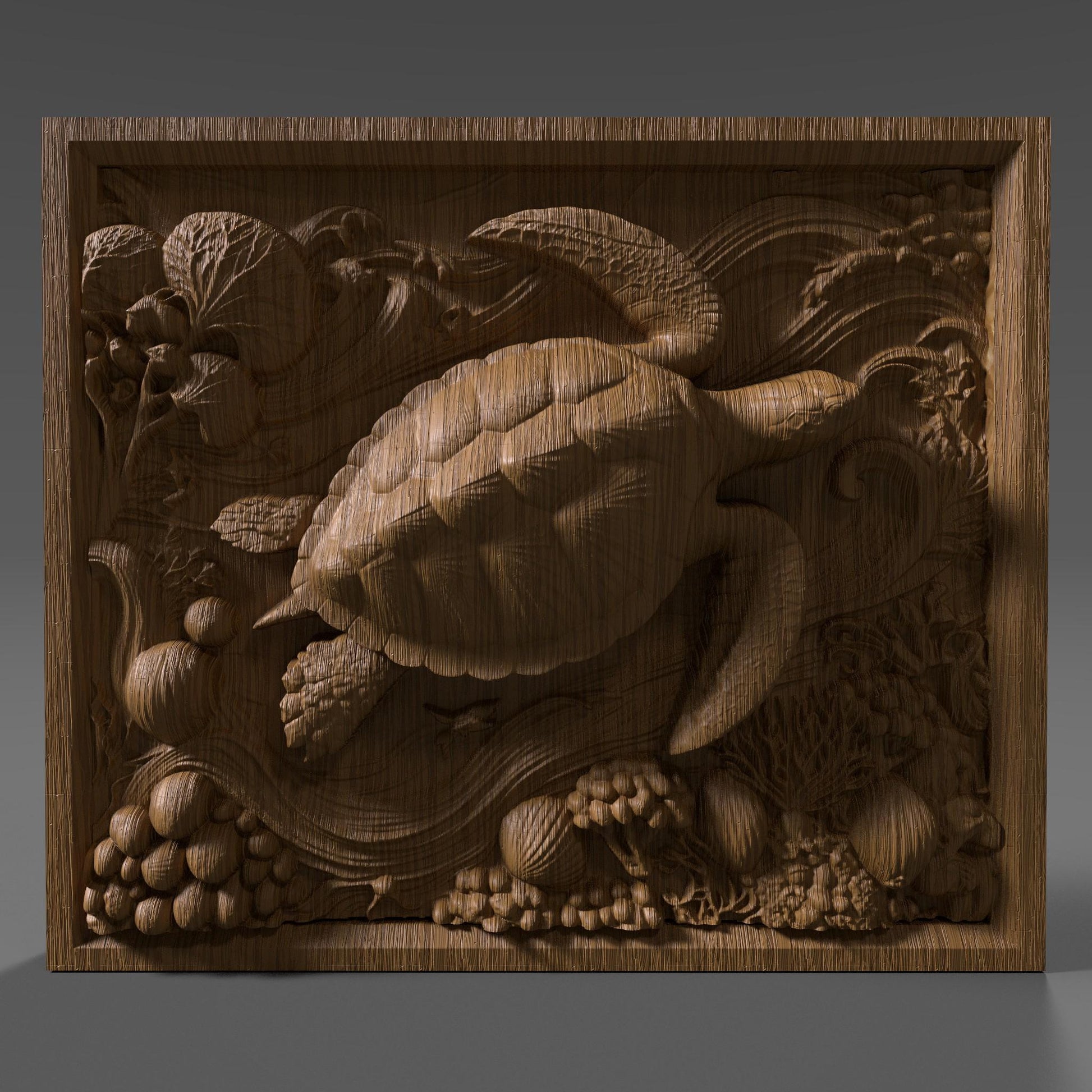 Sea Turtle 3D Relief Model: CNC Carving, Laser Engraving (Digital Download)