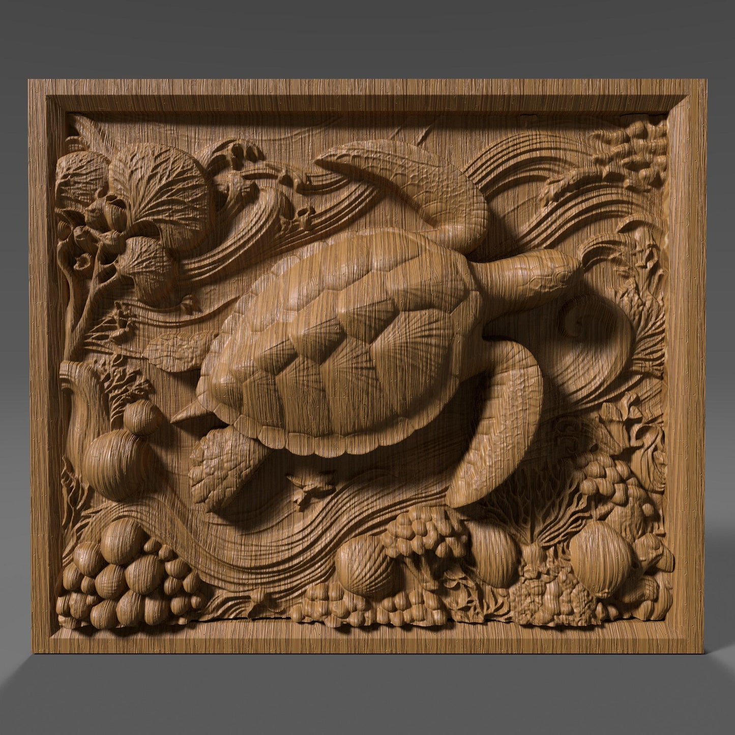 Sea Turtle 3D Relief Model: CNC Carving, Laser Engraving (Digital Download)