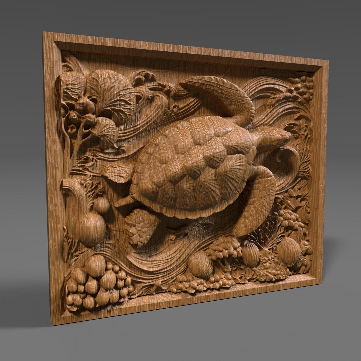 Sea Turtle 3D Relief Model: CNC Carving, Laser Engraving (Digital Download)