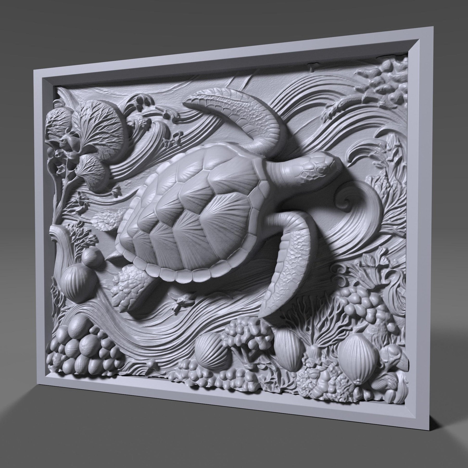 Sea Turtle 3D Relief Model: CNC Carving, Laser Engraving (Digital Download)