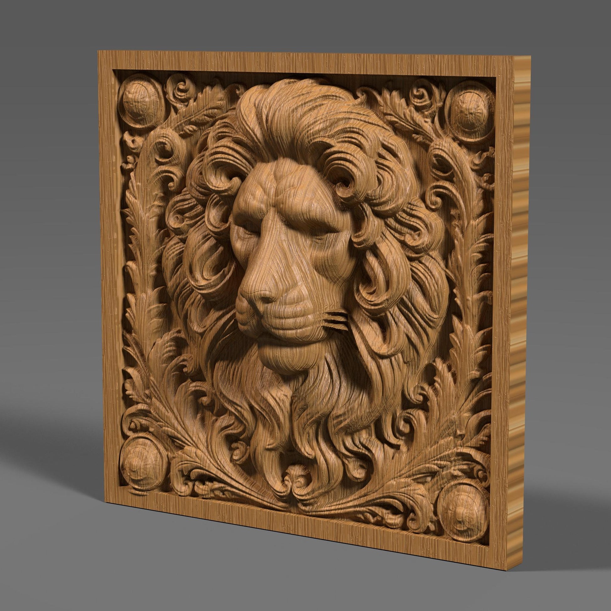 Lion Head 3D Relief Model: CNC Carving, Laser Engraving (STL File)