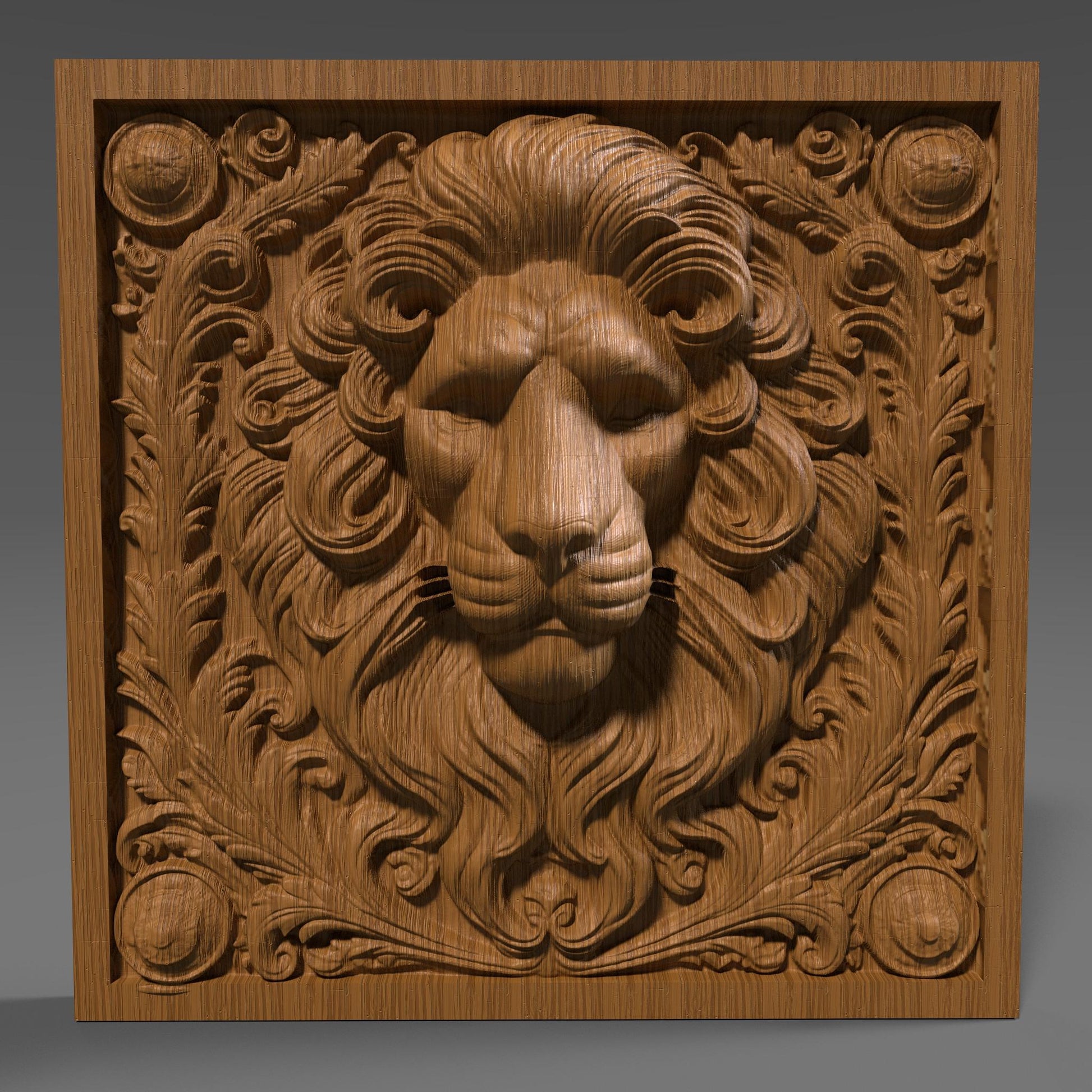 Lion Head 3D Relief Model: CNC Carving, Laser Engraving (STL File)