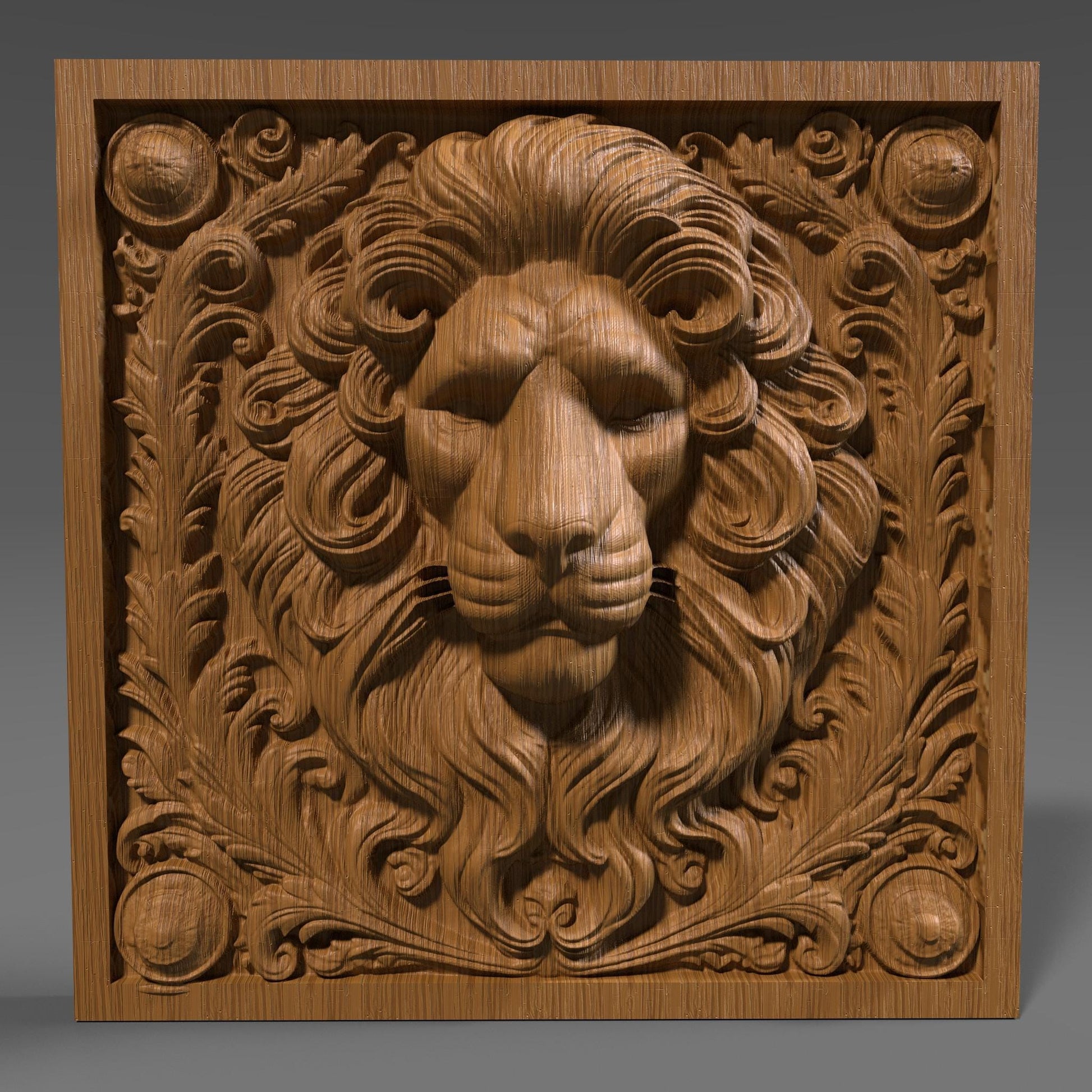 Lion Head 3D Relief Model: CNC Carving, Laser Engraving (STL File)