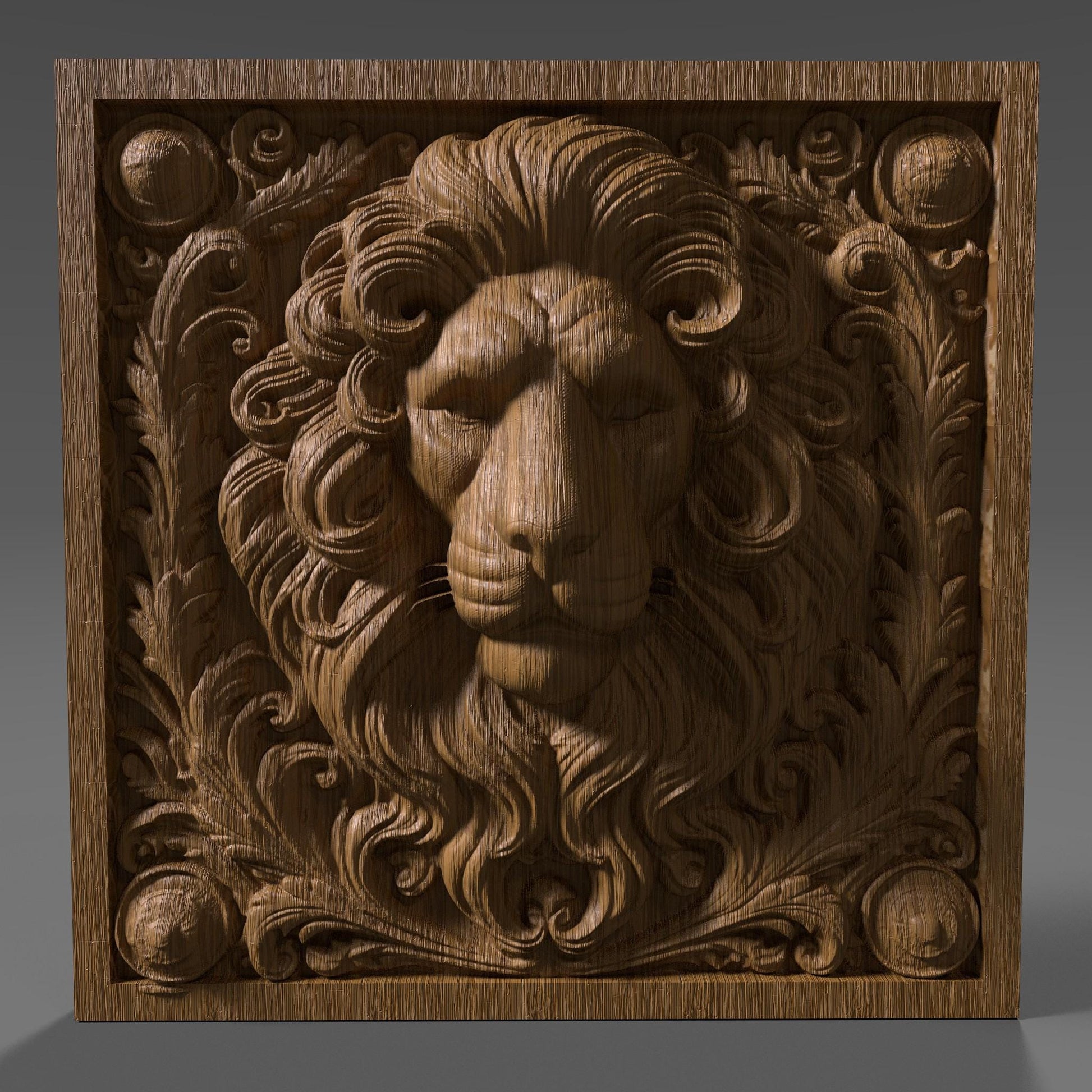 Lion Head 3D Relief Model: CNC Carving, Laser Engraving (STL File)
