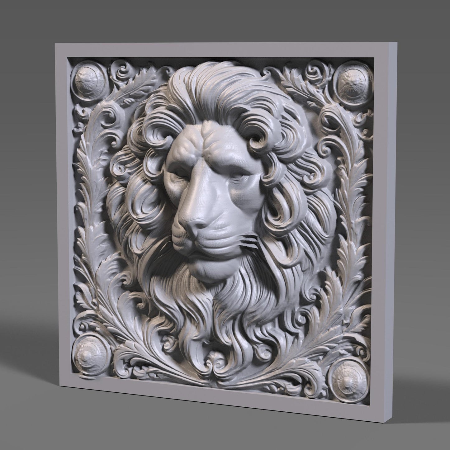 Lion Head 3D Relief Model: CNC Carving, Laser Engraving (STL File)