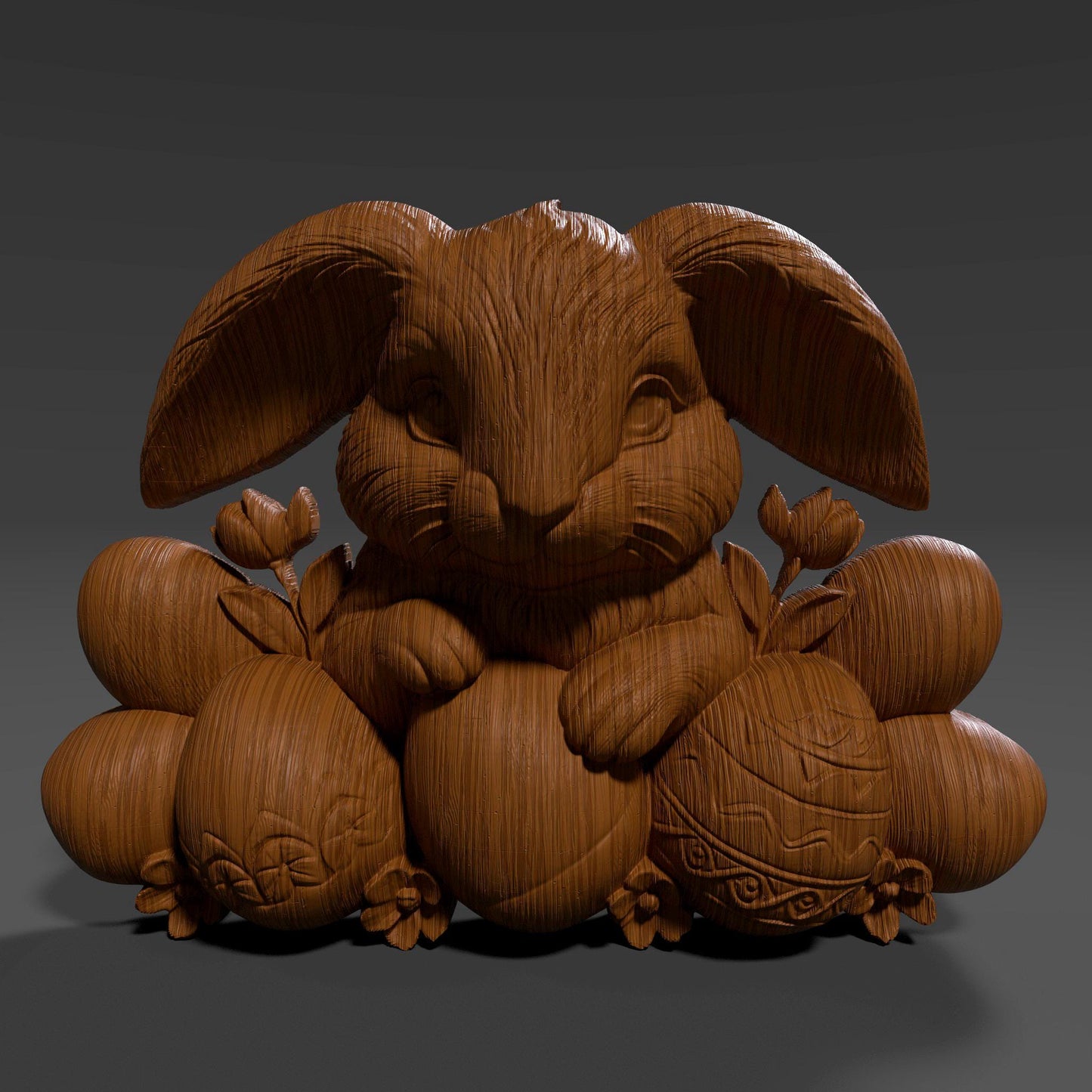 Easter Bunny 3D Relief Model: CNC, Laser Engraving, 3D Printing (STL File)