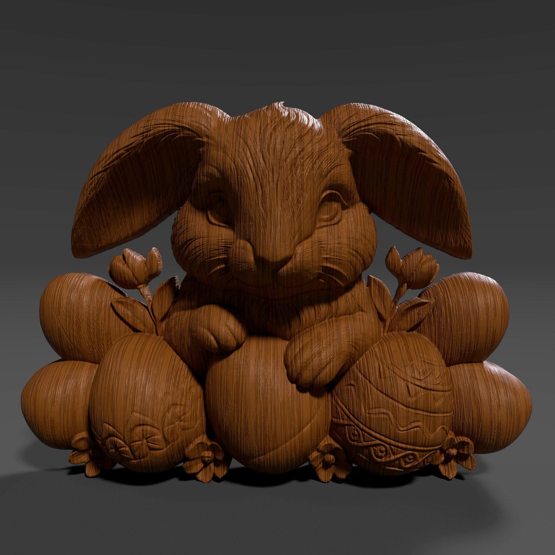 Easter Bunny 3D Relief Model: CNC, Laser Engraving, 3D Printing (STL File)