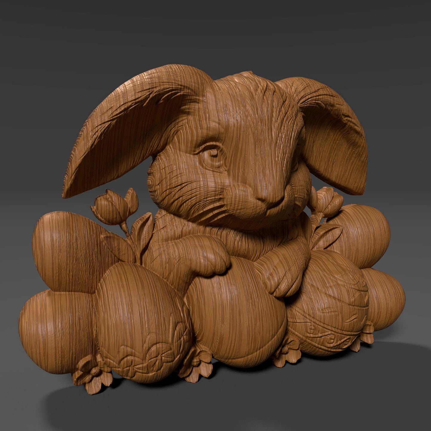 Easter Bunny 3D Relief Model: CNC, Laser Engraving, 3D Printing (STL File)