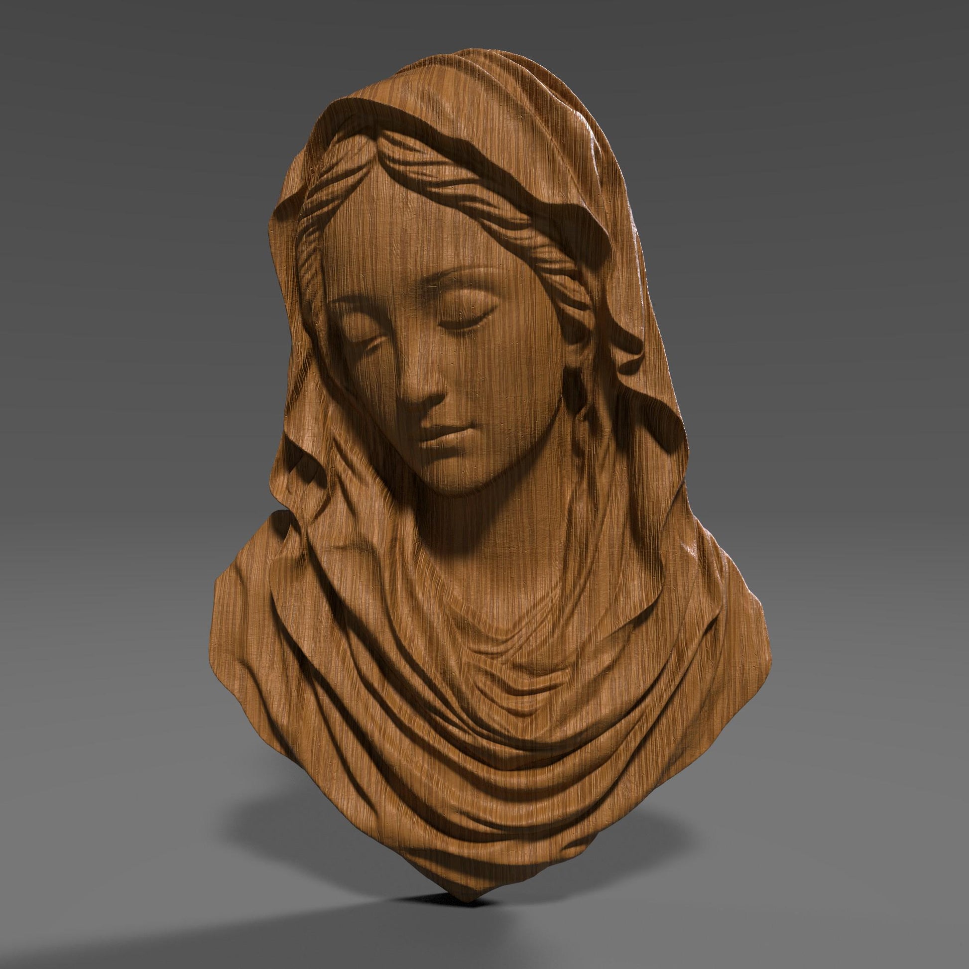 Mother Mary 3D Relief Model: CNC Carving, Laser Engraving (Digital Download)