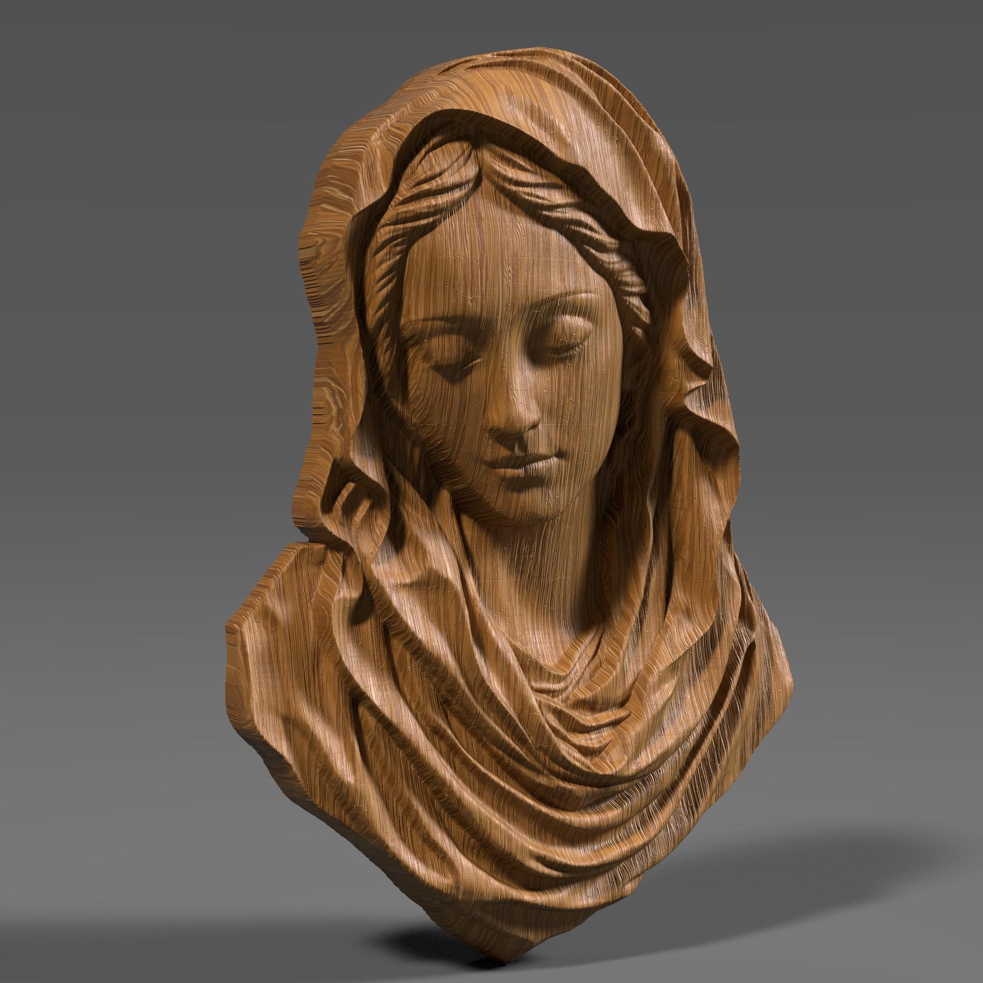 Mother Mary 3D Relief Model: CNC Carving, Laser Engraving (Digital Download)