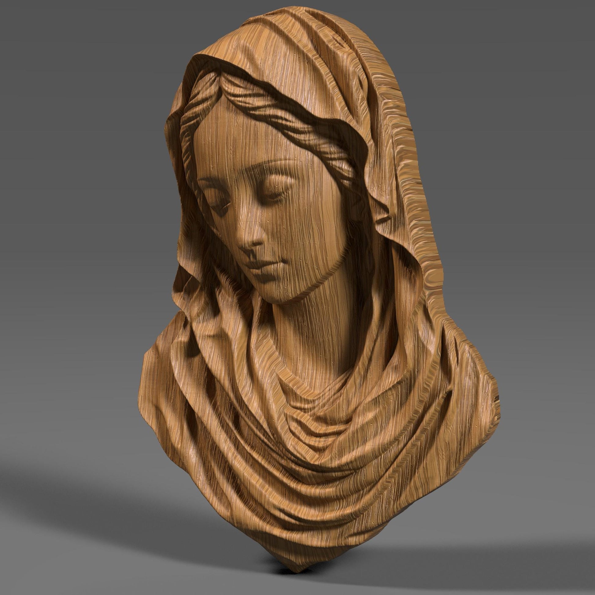Mother Mary 3D Relief Model: CNC Carving, Laser Engraving (Digital Download)