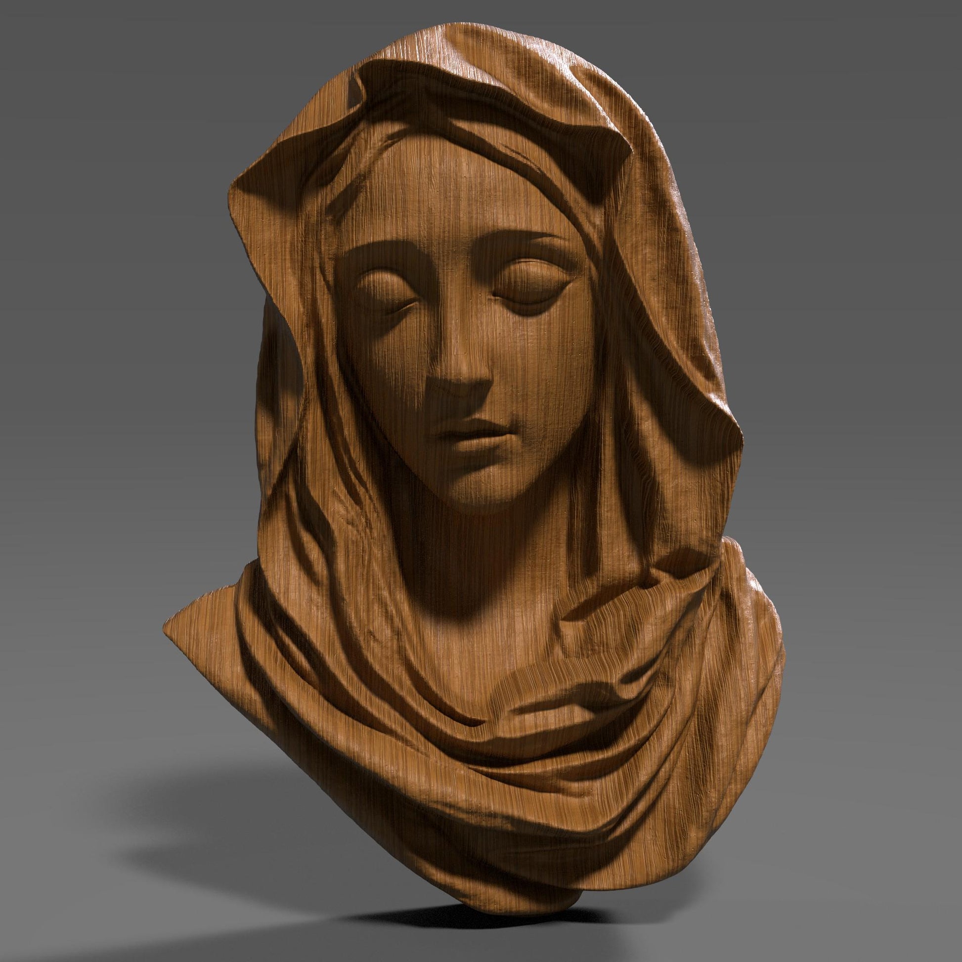 Mother Mary 3D Relief Model: CNC Carving, Laser Engraving (Digital Download)
