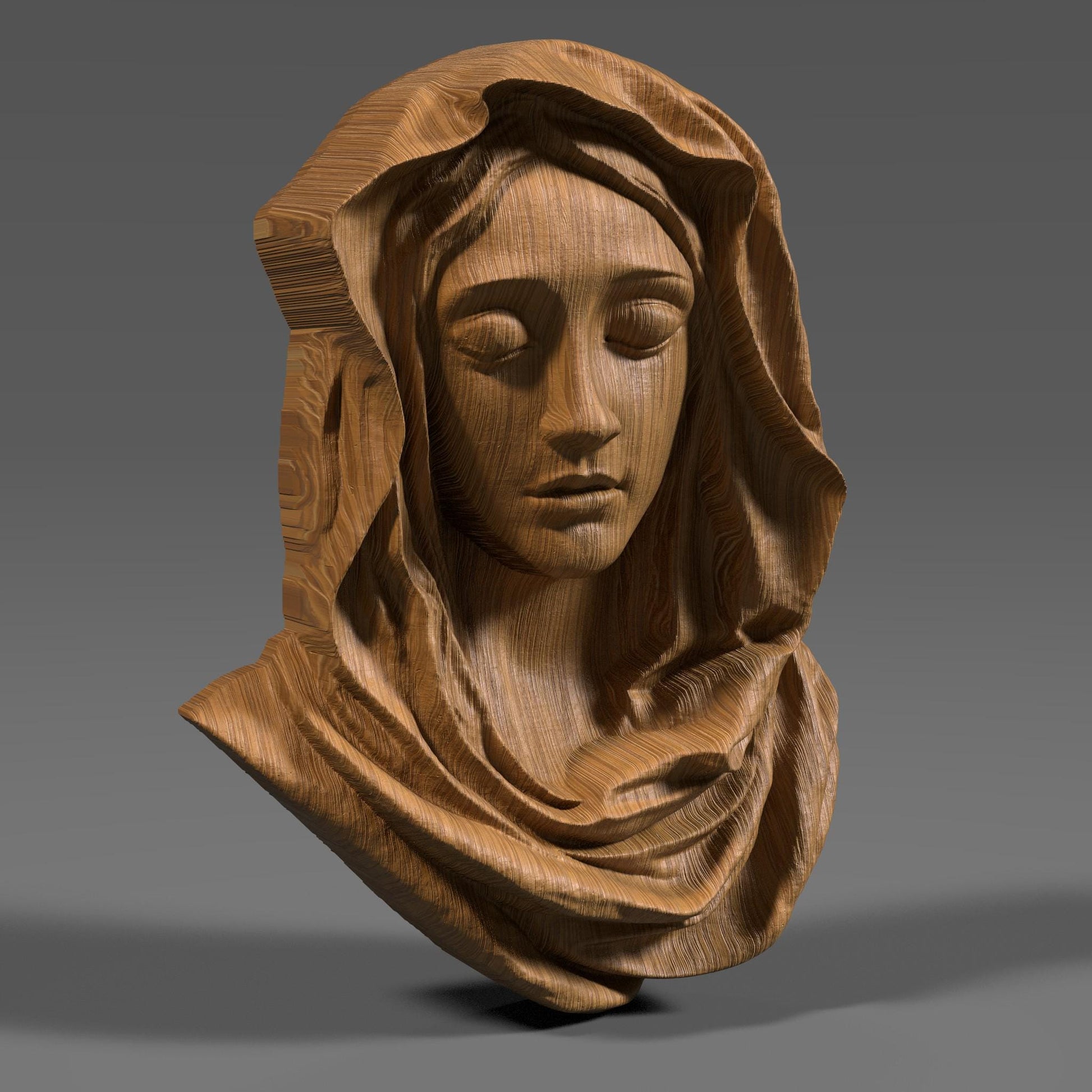 Mother Mary 3D Relief Model: CNC Carving, Laser Engraving (Digital Download)