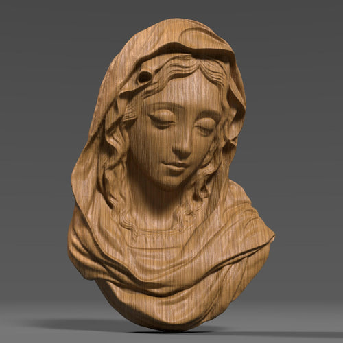 Mother Mary STL File: 3D Relief Model, CNC Carving (Digital Download)