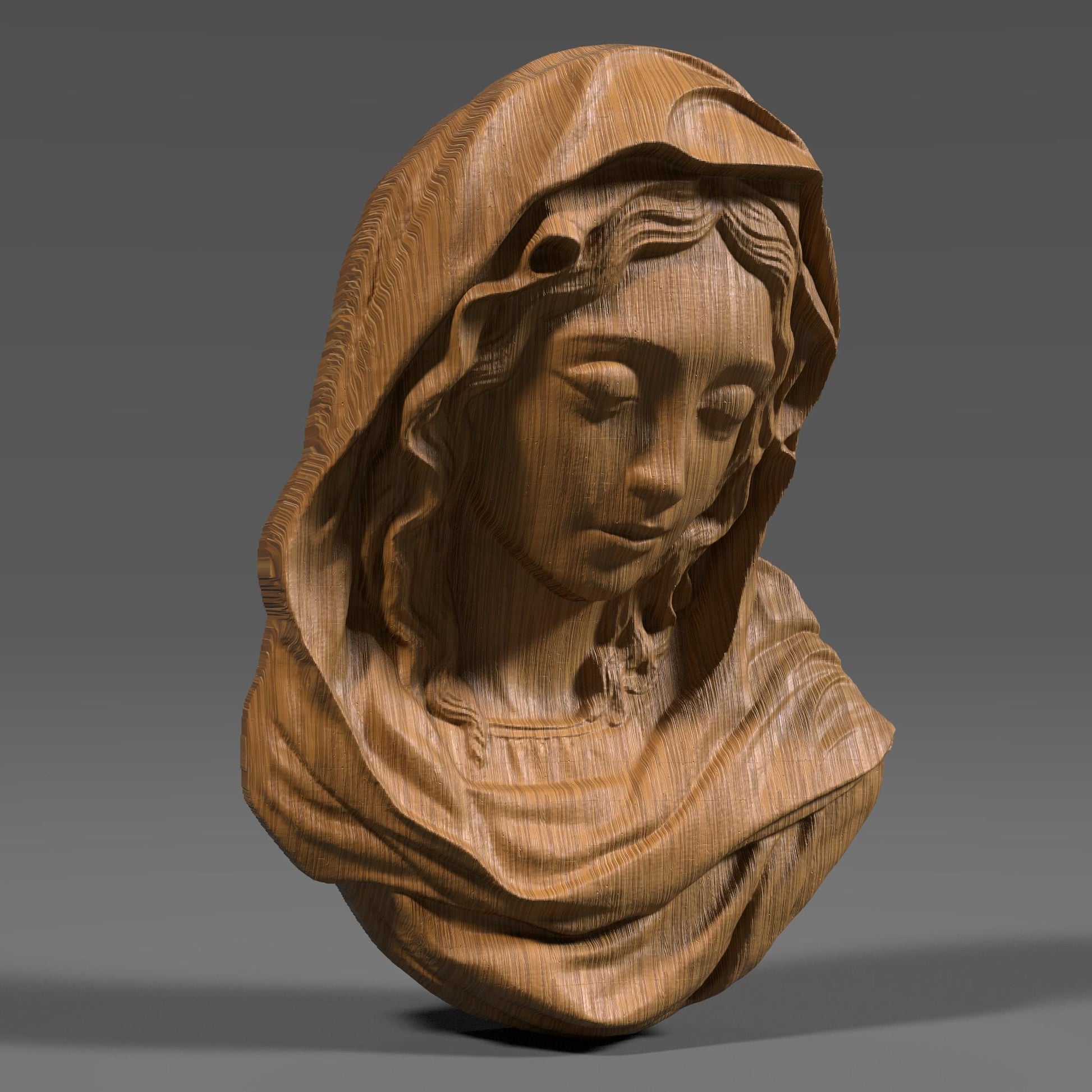 Mother Mary STL File: 3D Relief Model, CNC Carving (Digital Download)