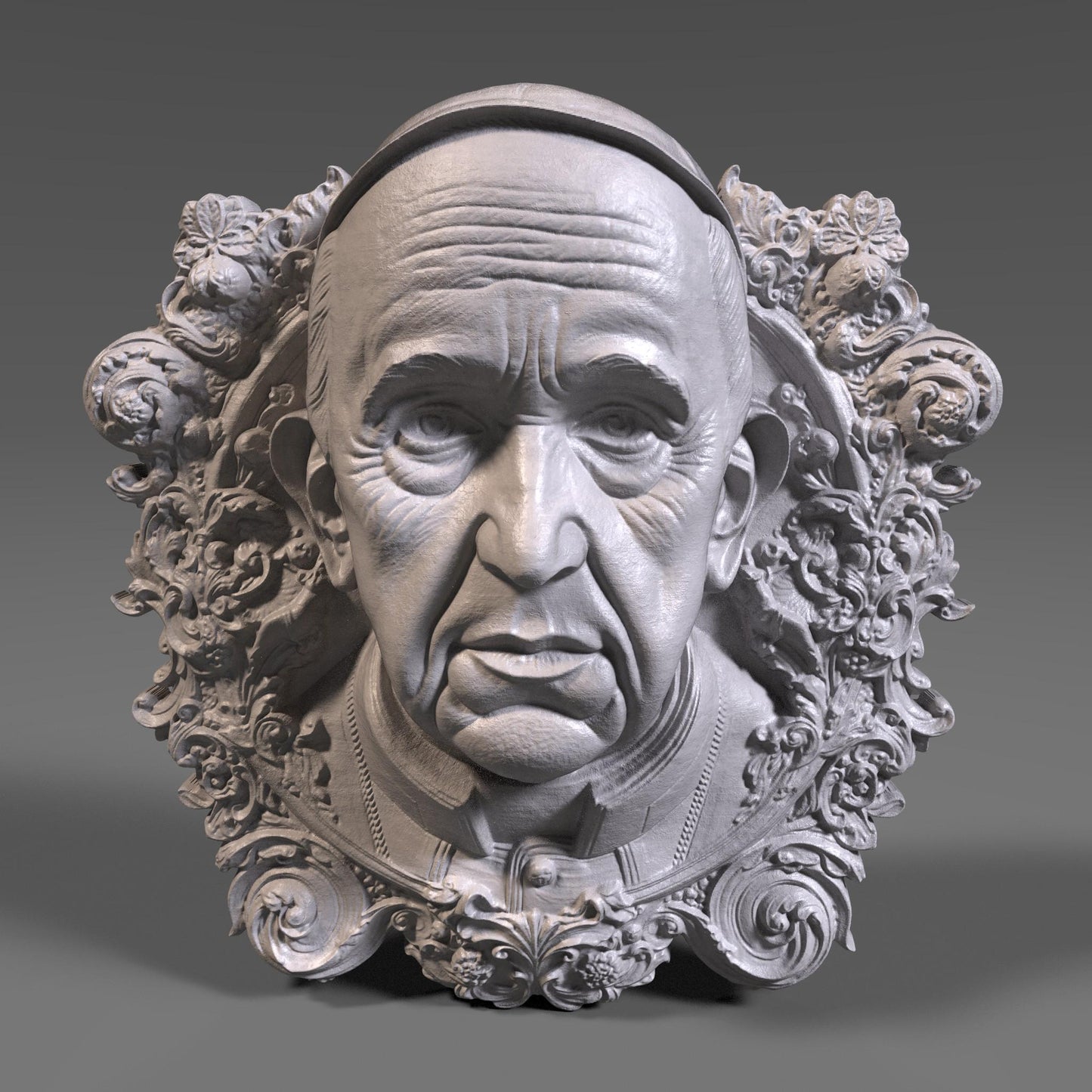 Pope Francis Memorial 3D Bas Relief Model (Digital Download)