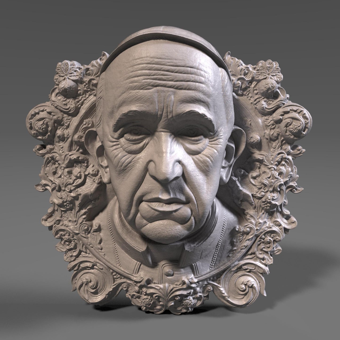 Pope Francis Memorial 3D Bas Relief Model (Digital Download)