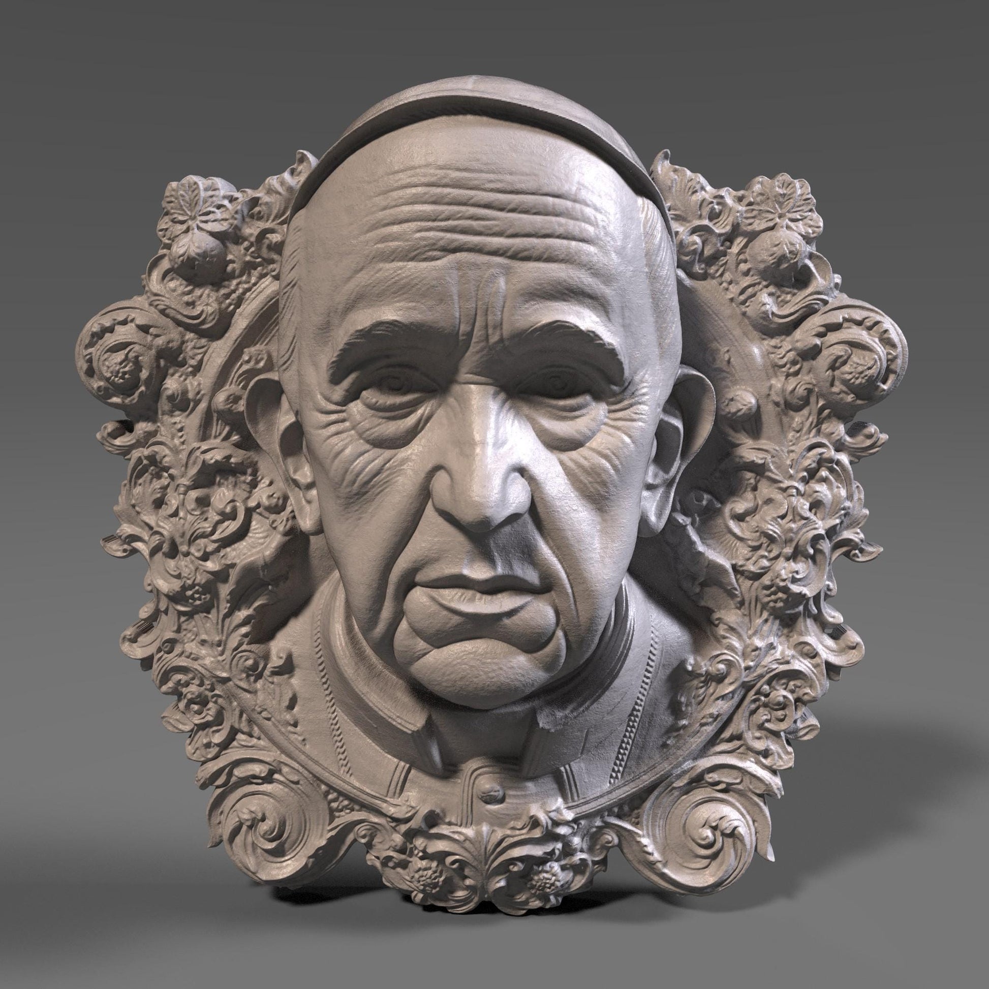 Pope Francis Memorial 3D Bas Relief Model (Digital Download)