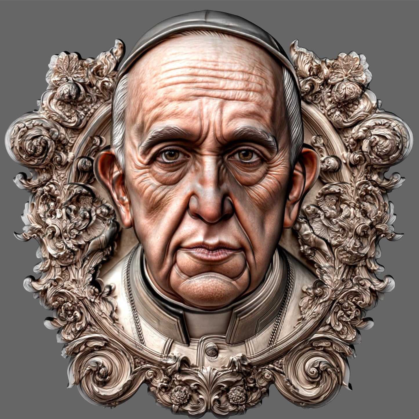Pope Francis Memorial 3D Bas Relief Model (Digital Download)