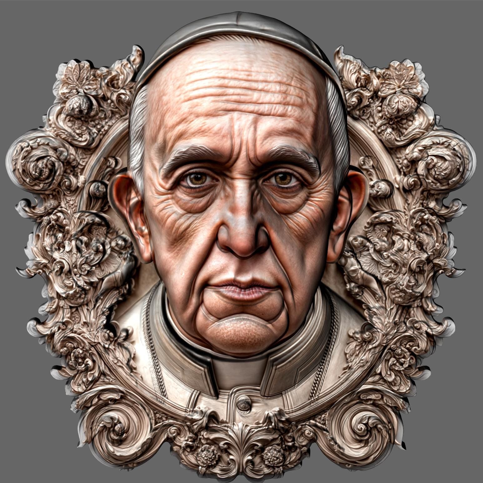 Pope Francis Memorial 3D Bas Relief Model (Digital Download)