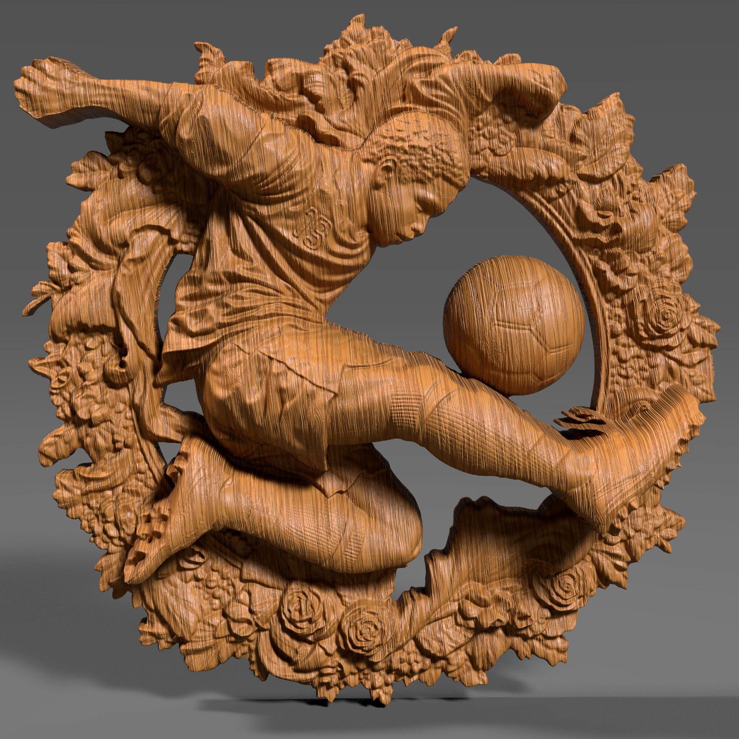 Soccer Player 3D Relief: CNC Wood Carving STL File (Digital Download)