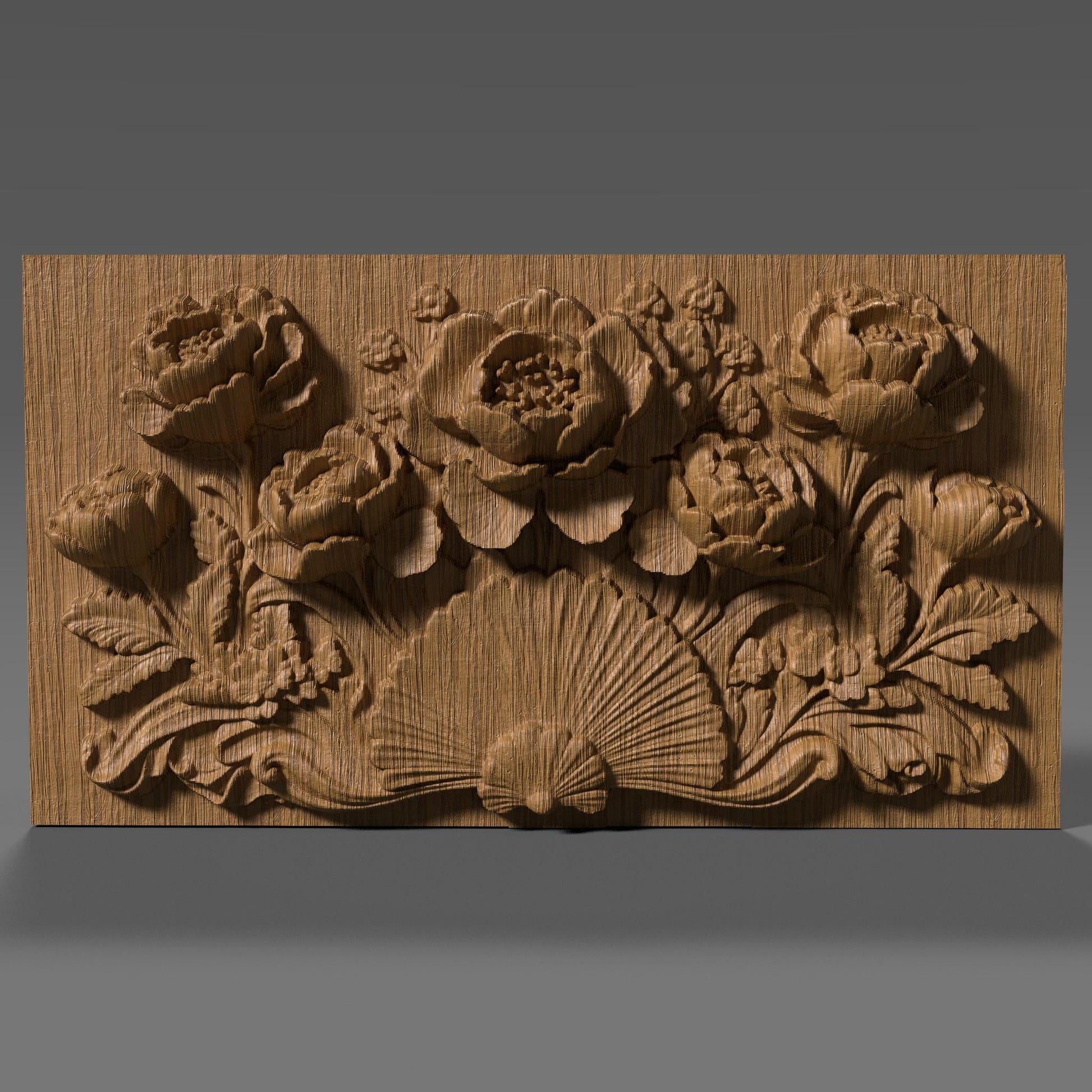 Cherry Blossom 3D Relief: Floral CNC Carving Panel (Digital Download)