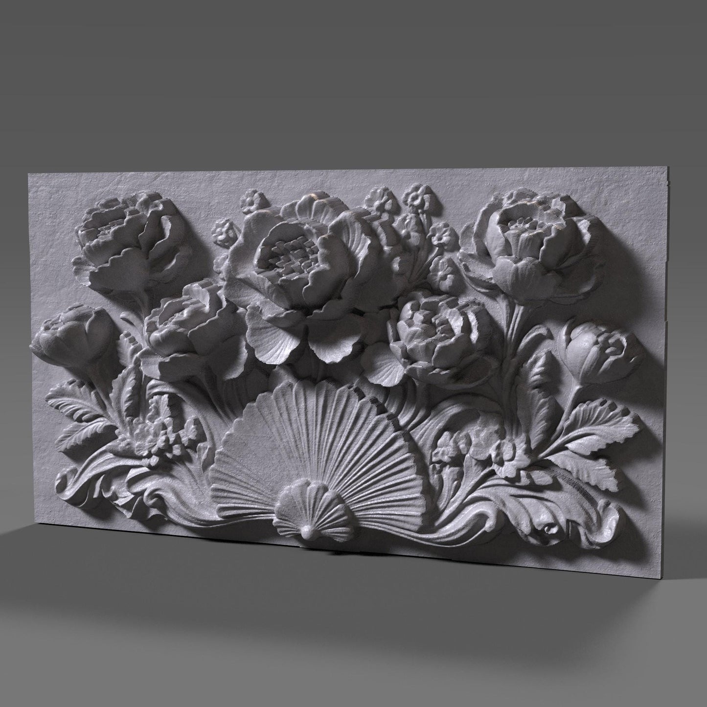 Cherry Blossom 3D Relief: Floral CNC Carving Panel (Digital Download)